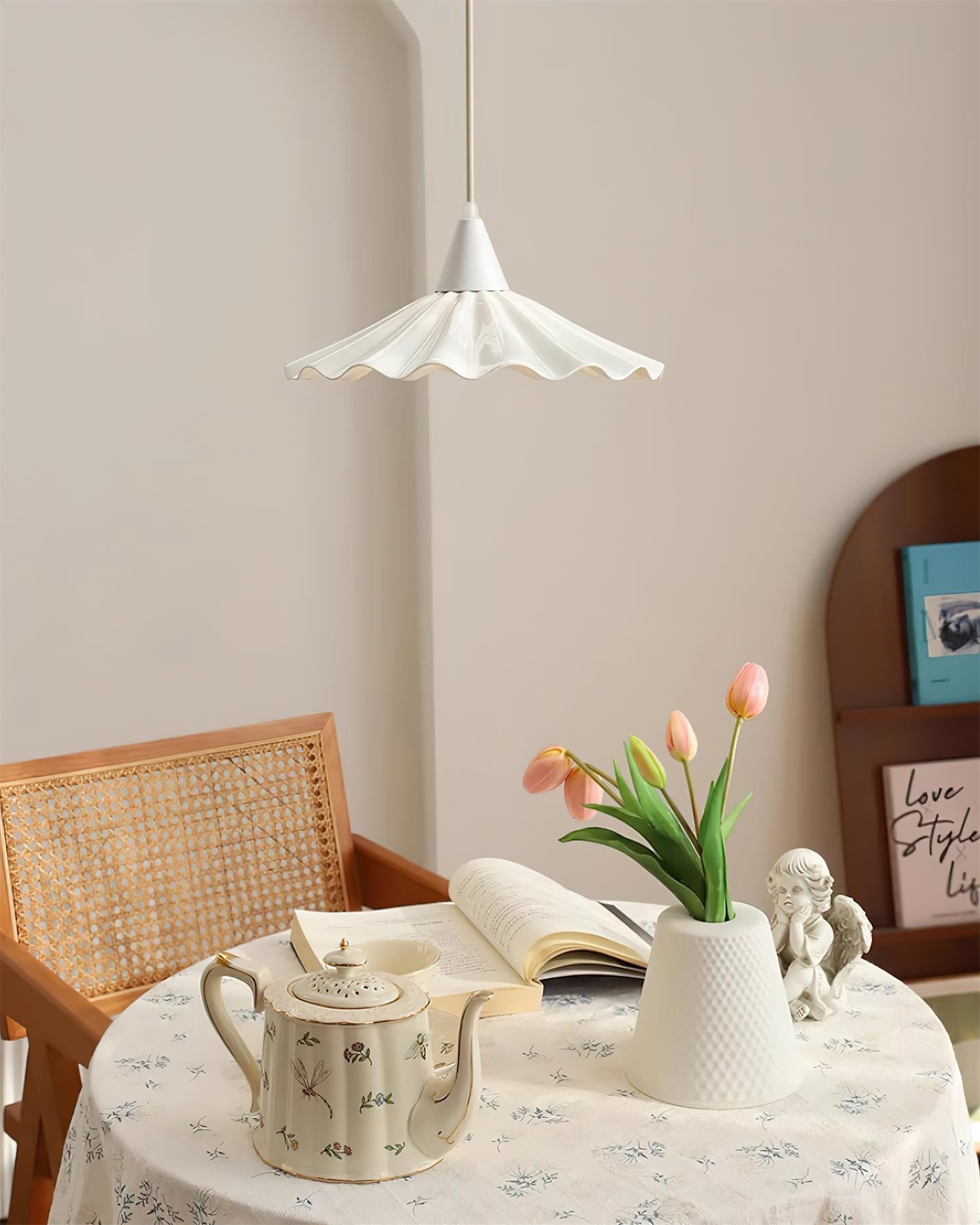 Rivora White Ceramic Pendant Light - Neutral Decor