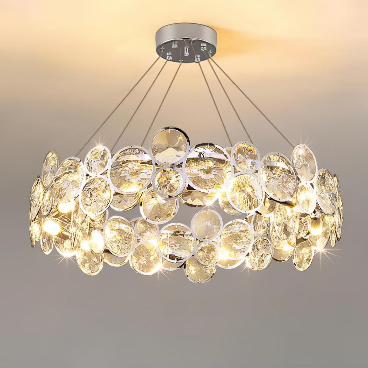 Cuthaiel Postmodern Luxury Round Chrome Crystal Chandelier