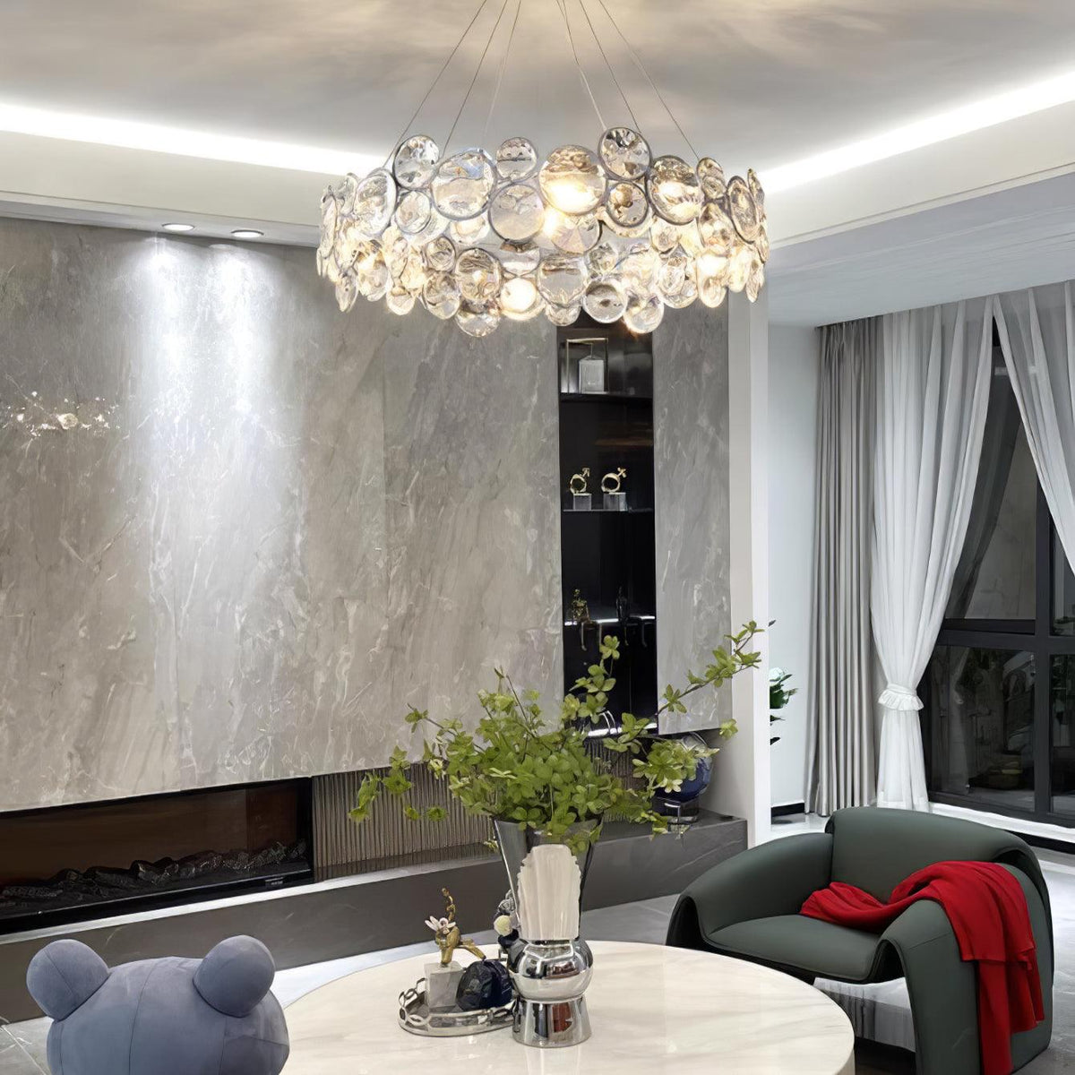 Cuthaiel Postmodern Luxury Round Chrome Crystal Chandelier