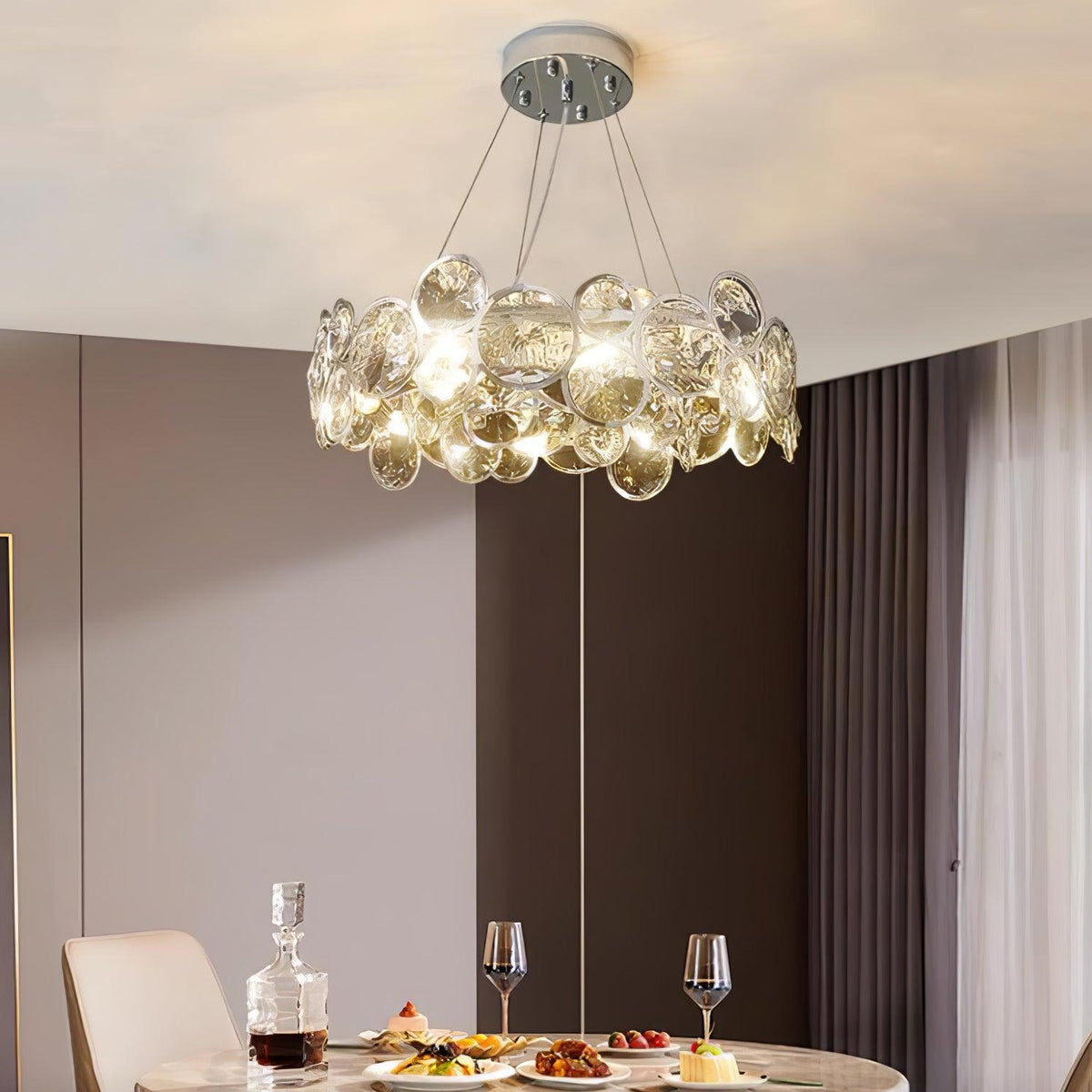 Cuthaiel Postmodern Luxury Round Chrome Crystal Chandelier