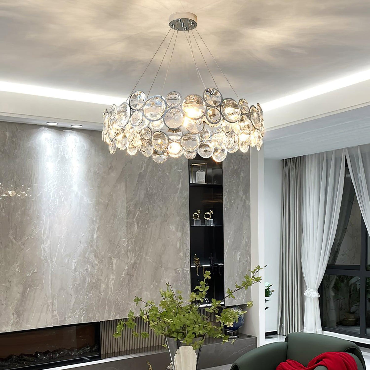 Cuthaiel Postmodern Luxury Round Chrome Crystal Chandelier