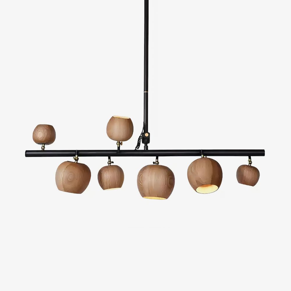 Avelira Rustic Wood Globe Linear Pendant Light