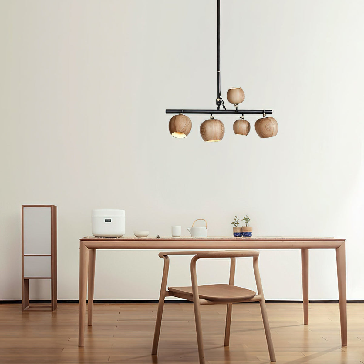 Avelira Rustic Wood Globe Linear Pendant Light