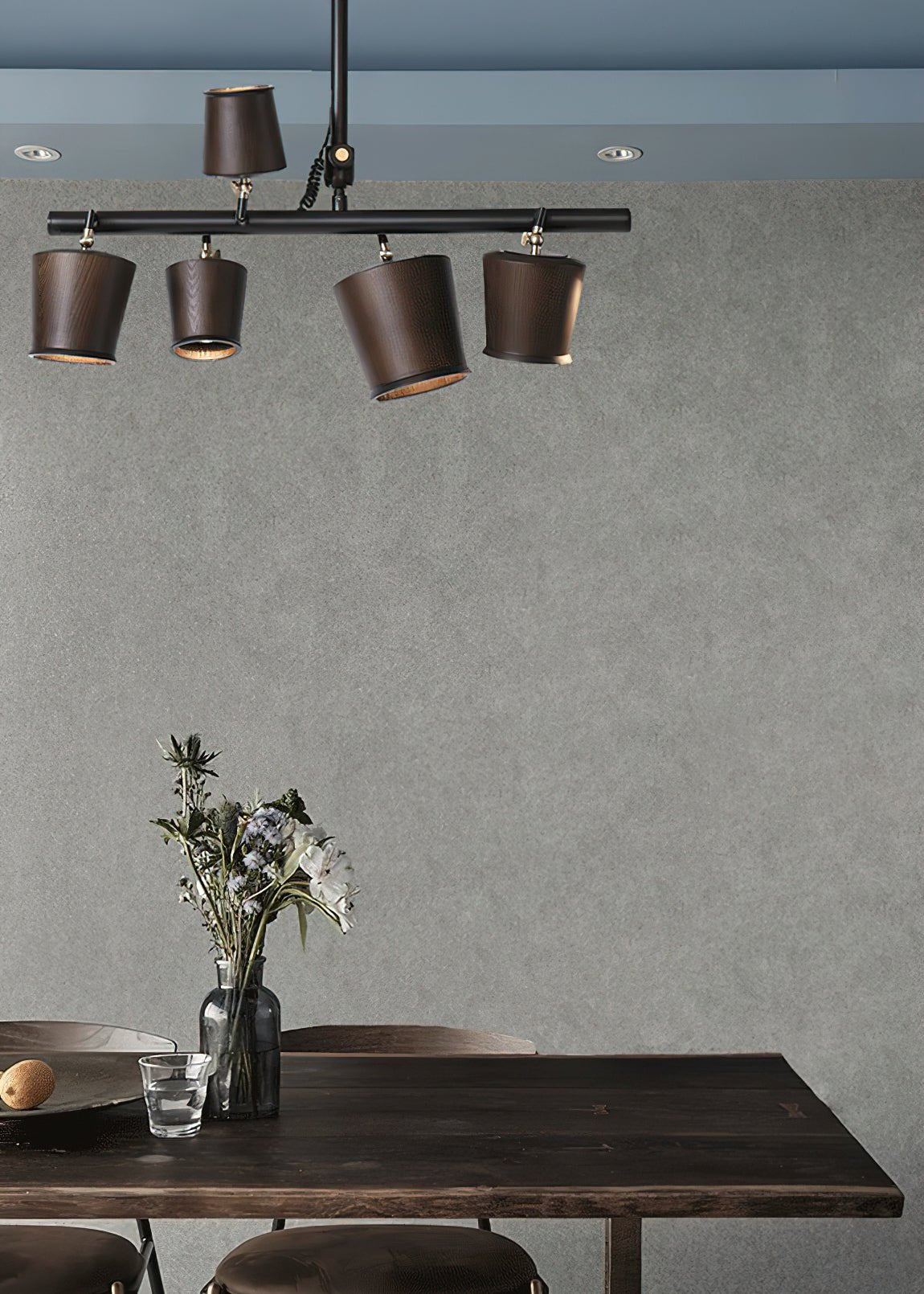 Avelira Rustic Wood Globe Linear Pendant Light