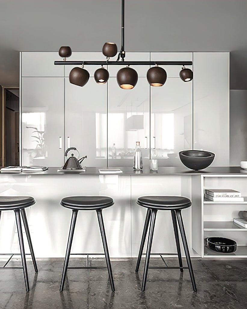 Avelira Rustic Wood Globe Linear Pendant Light
