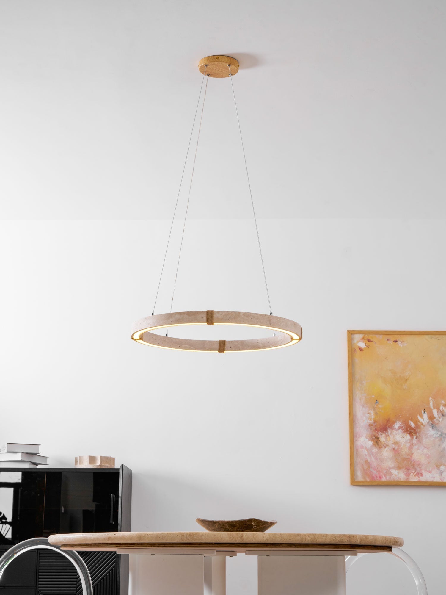 Clairstead Circle Travertine Pendant Light