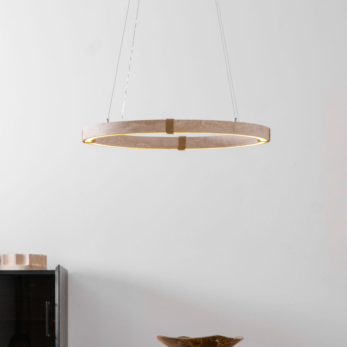 Clairstead Circle Travertine Pendant Light