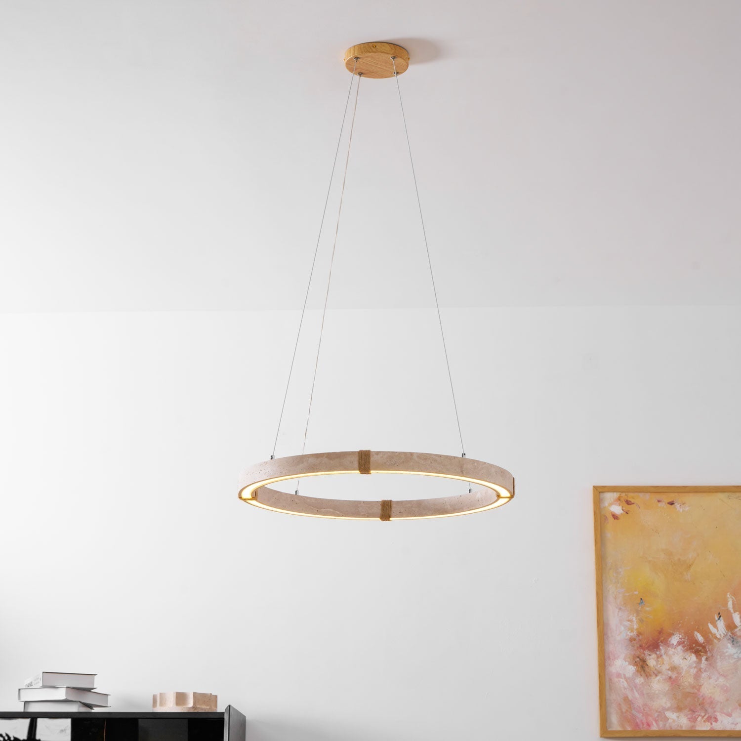Clairstead Circle Travertine Pendant Light