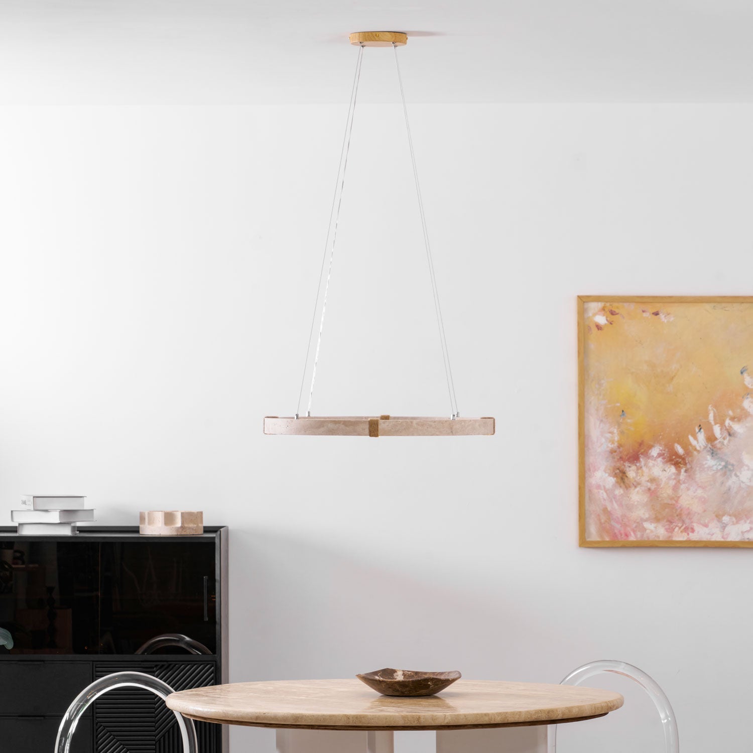 Clairstead Circle Travertine Pendant Light