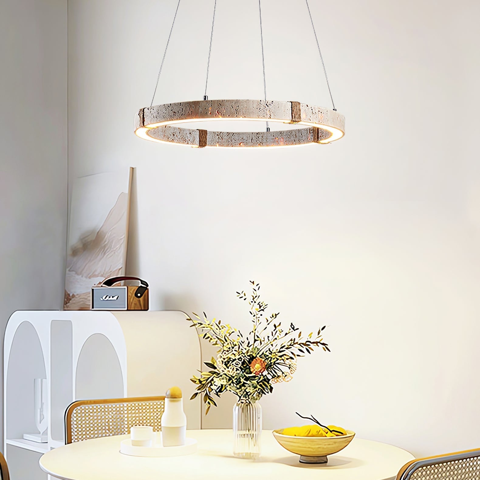 Clairstead Circle Travertine Pendant Light