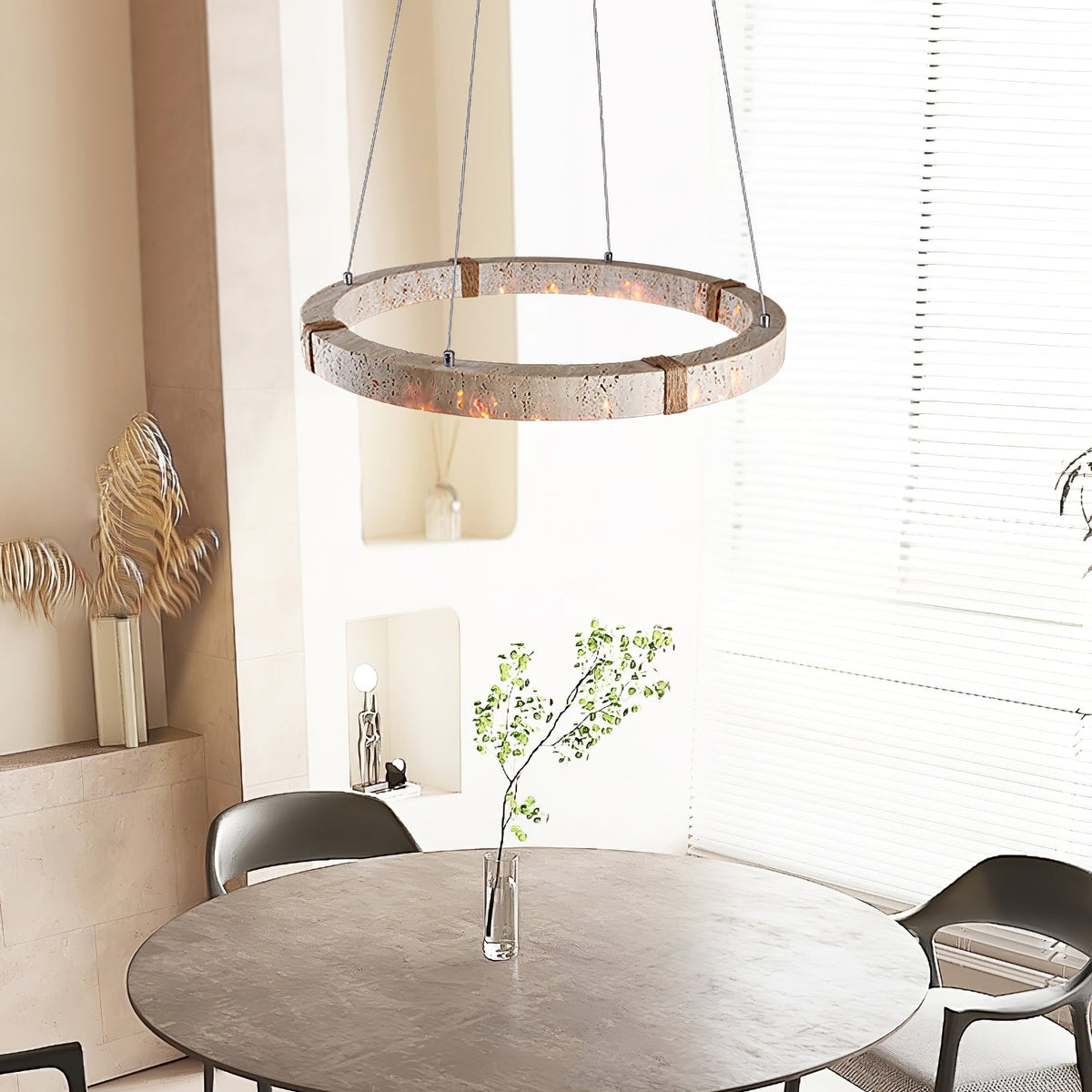 Clairstead Circle Travertine Pendant Light