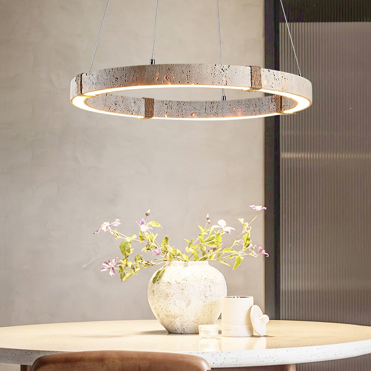Clairstead Circle Travertine Pendant Light