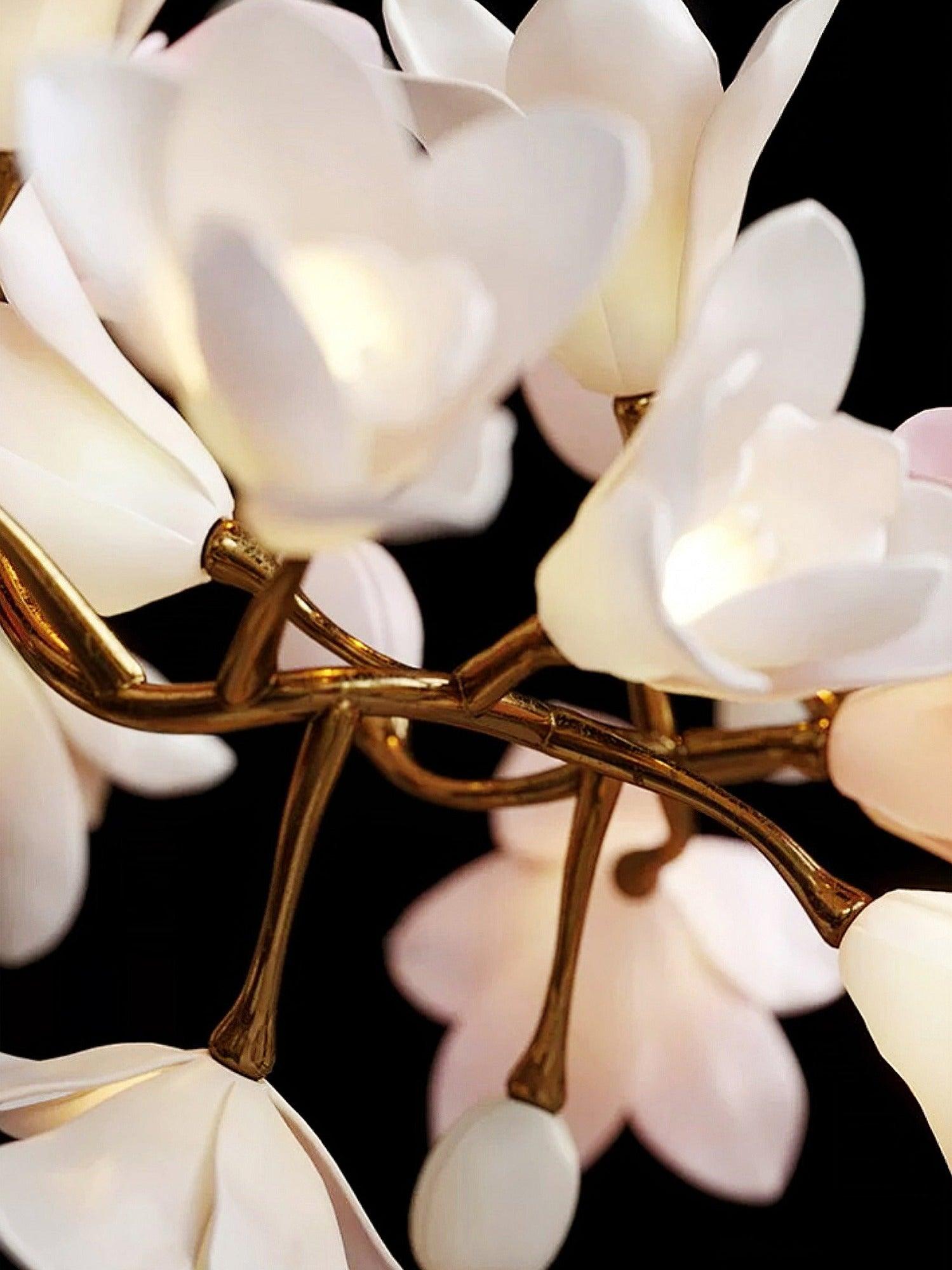 Elemu Chandelier Brass Ceramic Blossom