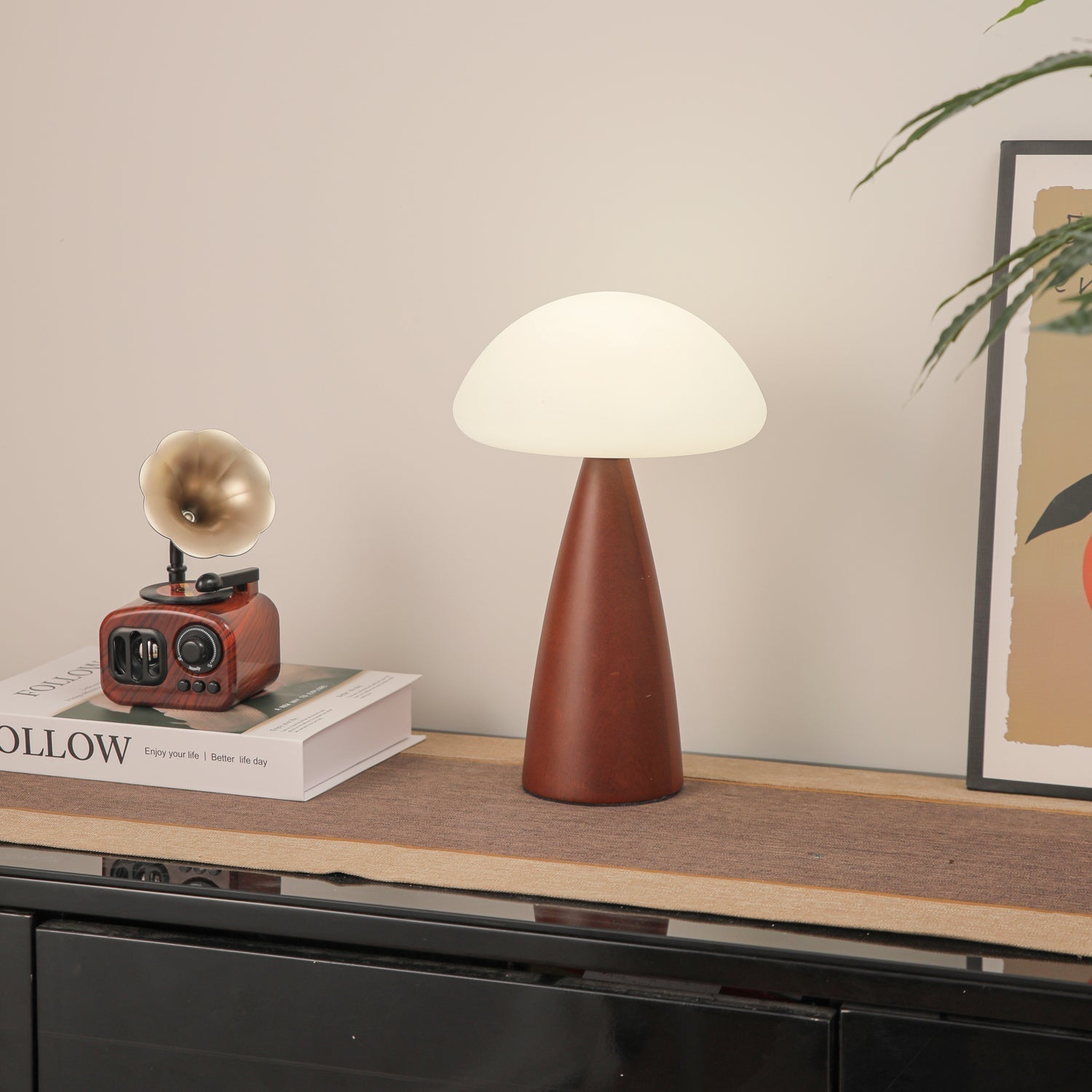Ibisin Funge Wood Contemporary Table Lamp