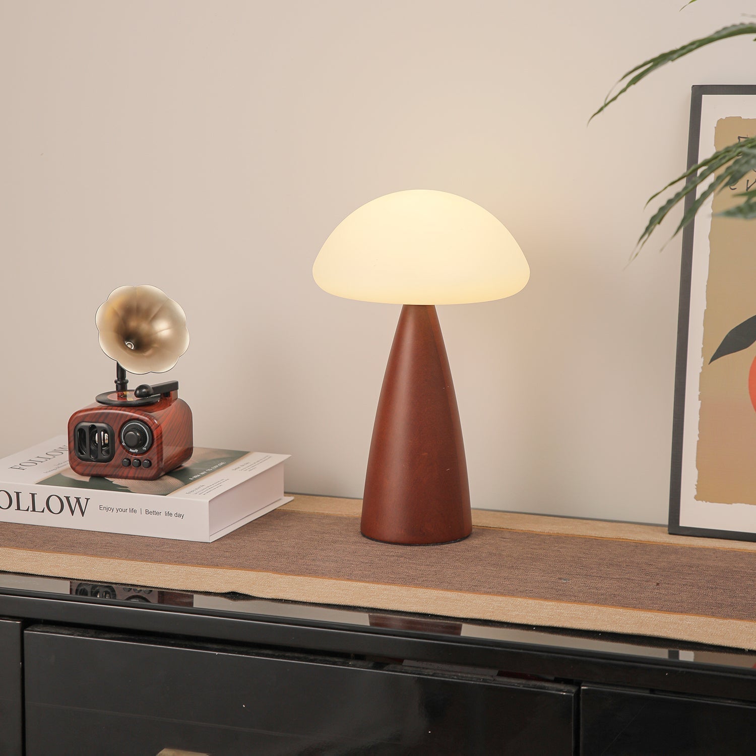 Ibisin Funge Wood Contemporary Table Lamp