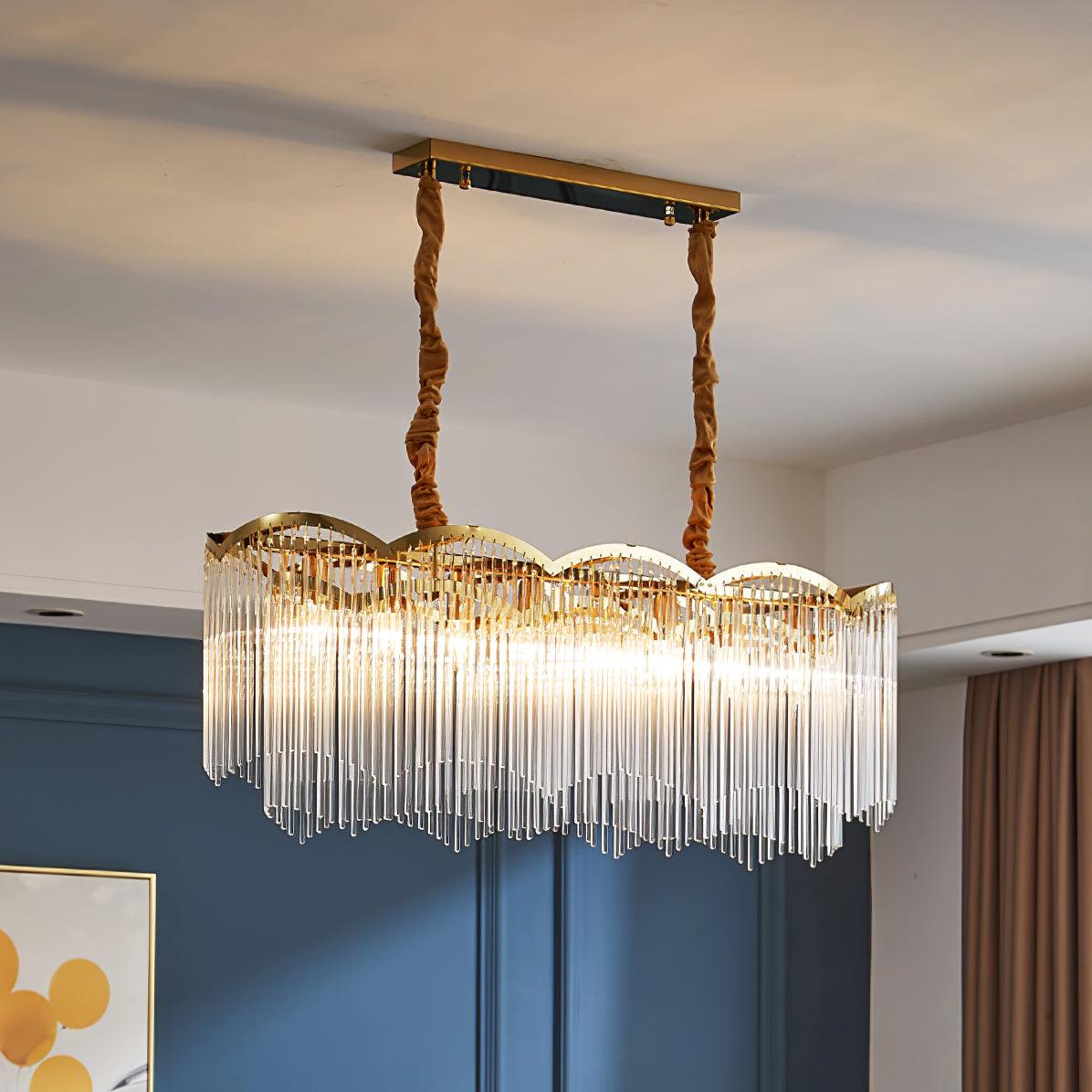 Liorivella Chandelier Glass Rod Wave Shape