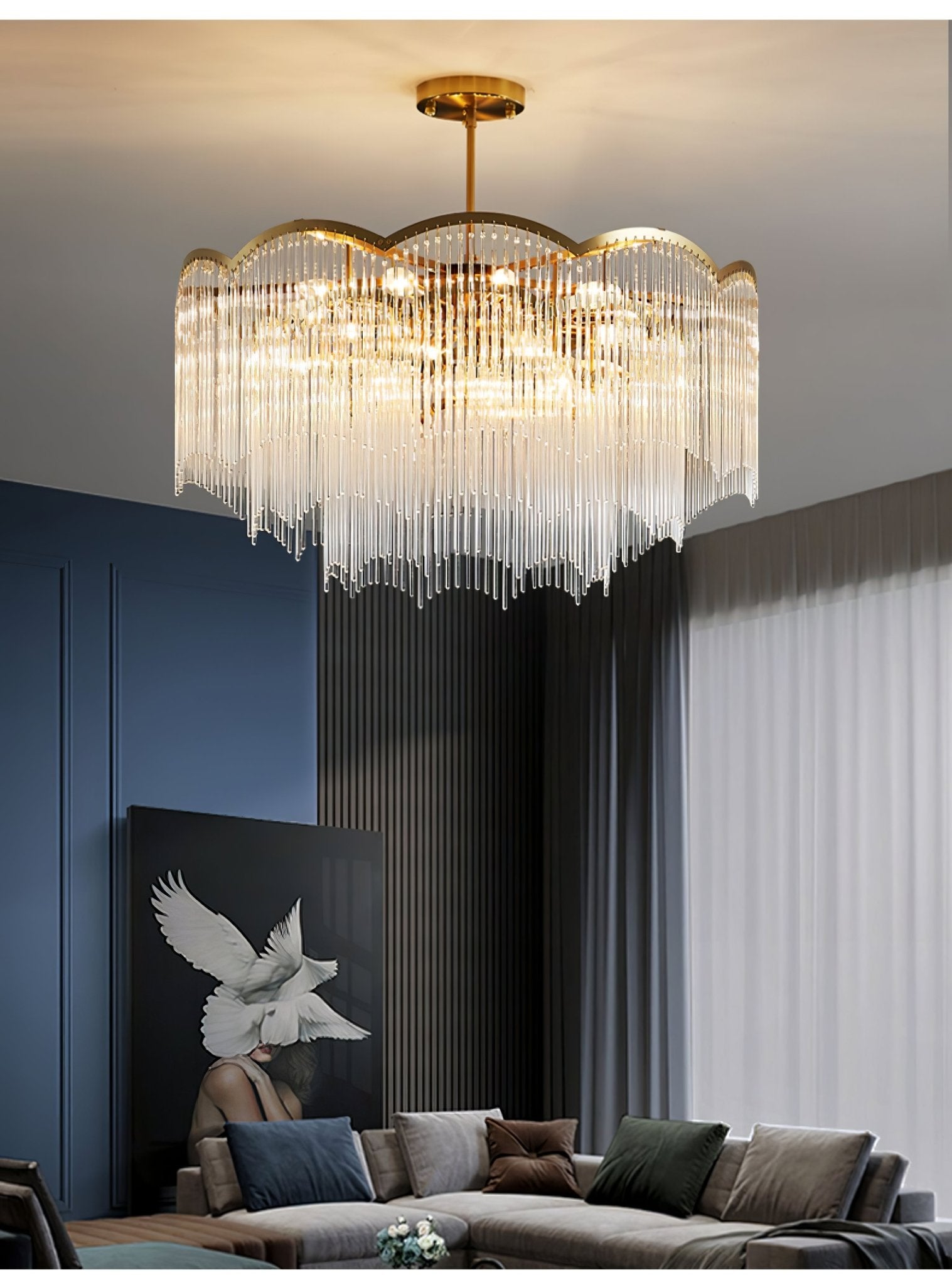 Liorivella Chandelier Glass Rod Wave Shape