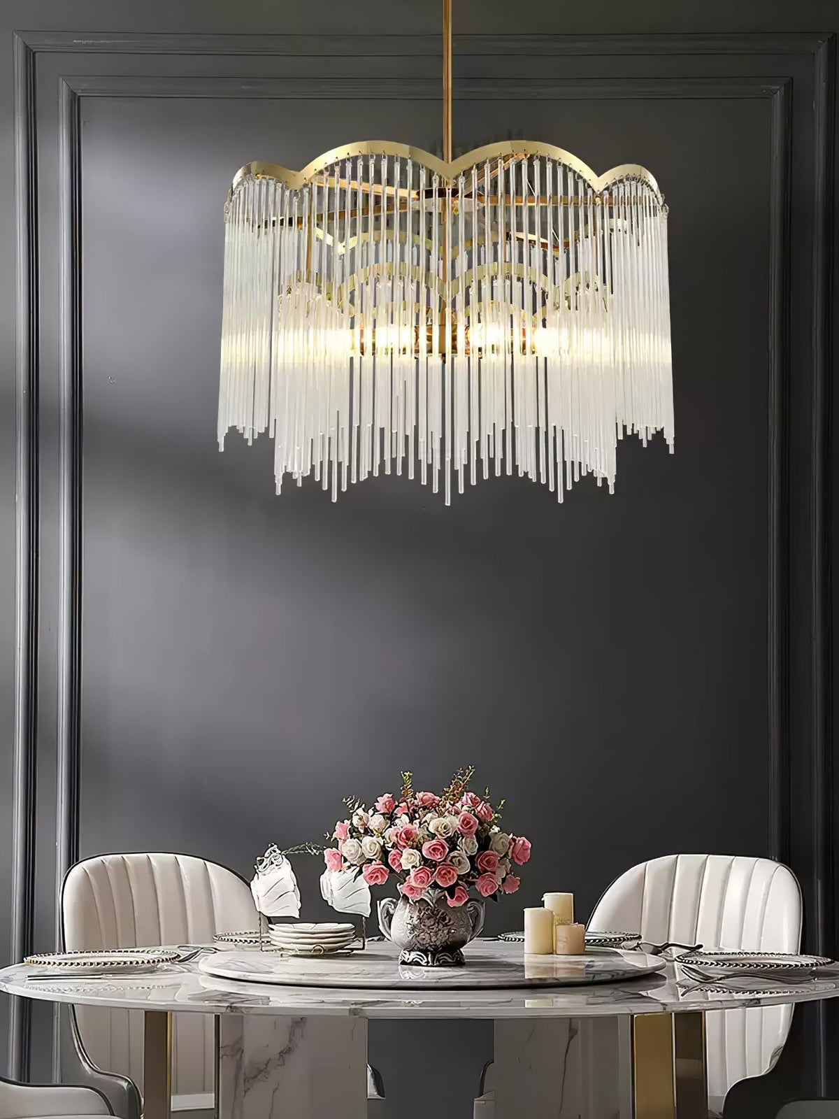 Liorivella Chandelier Glass Rod Wave Shape
