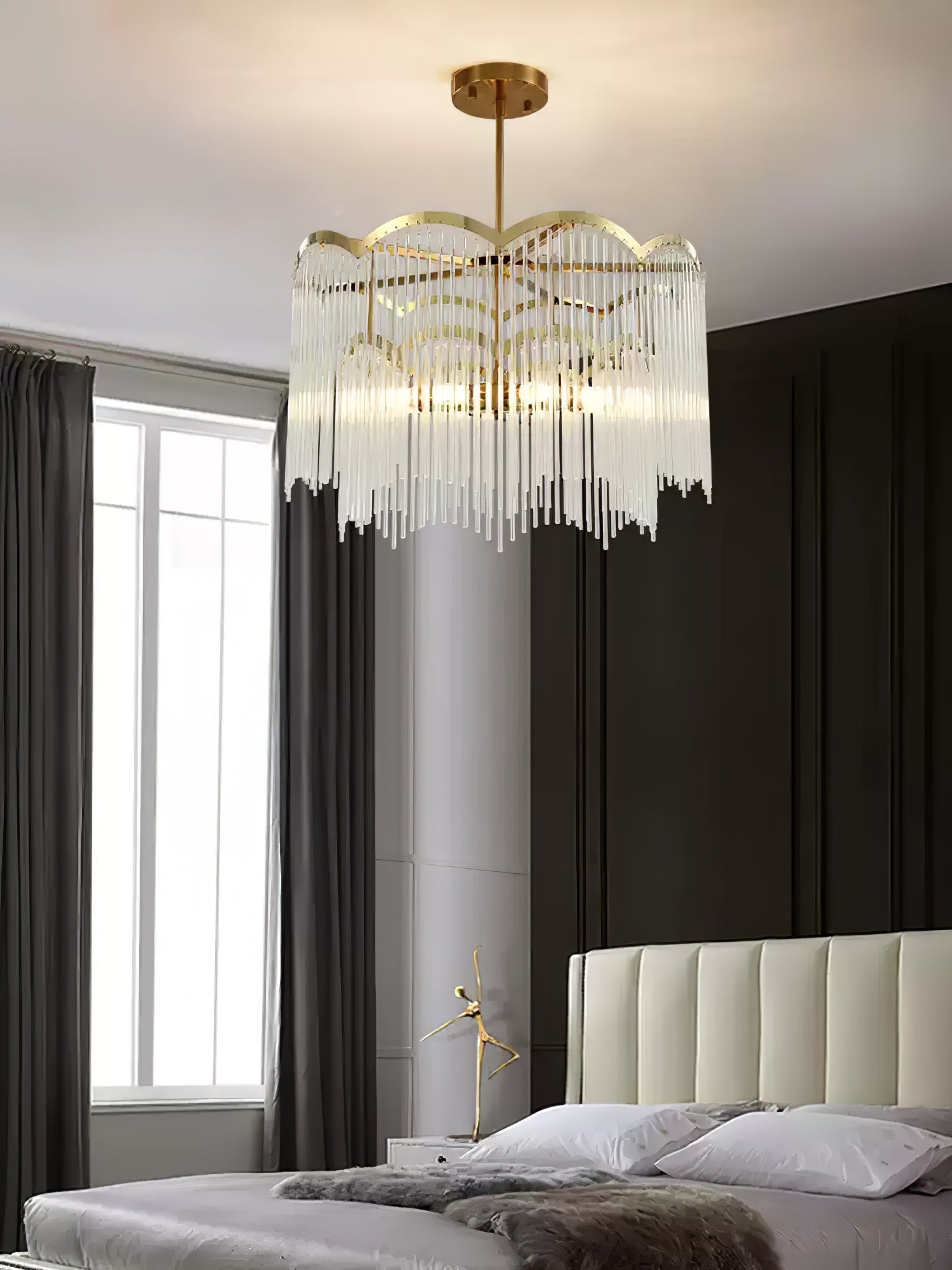 Liorivella Chandelier Glass Rod Wave Shape