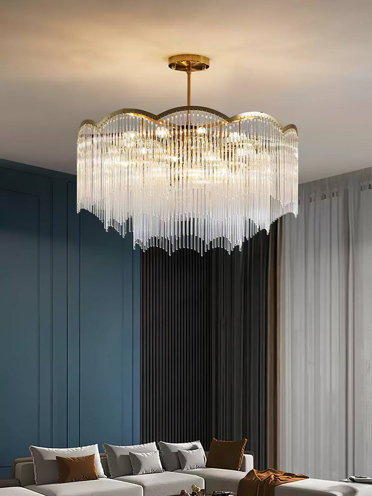 Liorivella Chandelier Glass Rod Wave Shape