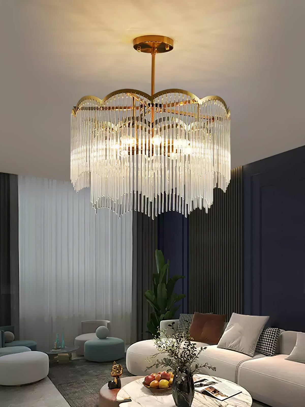 Liorivella Chandelier Glass Rod Wave Shape