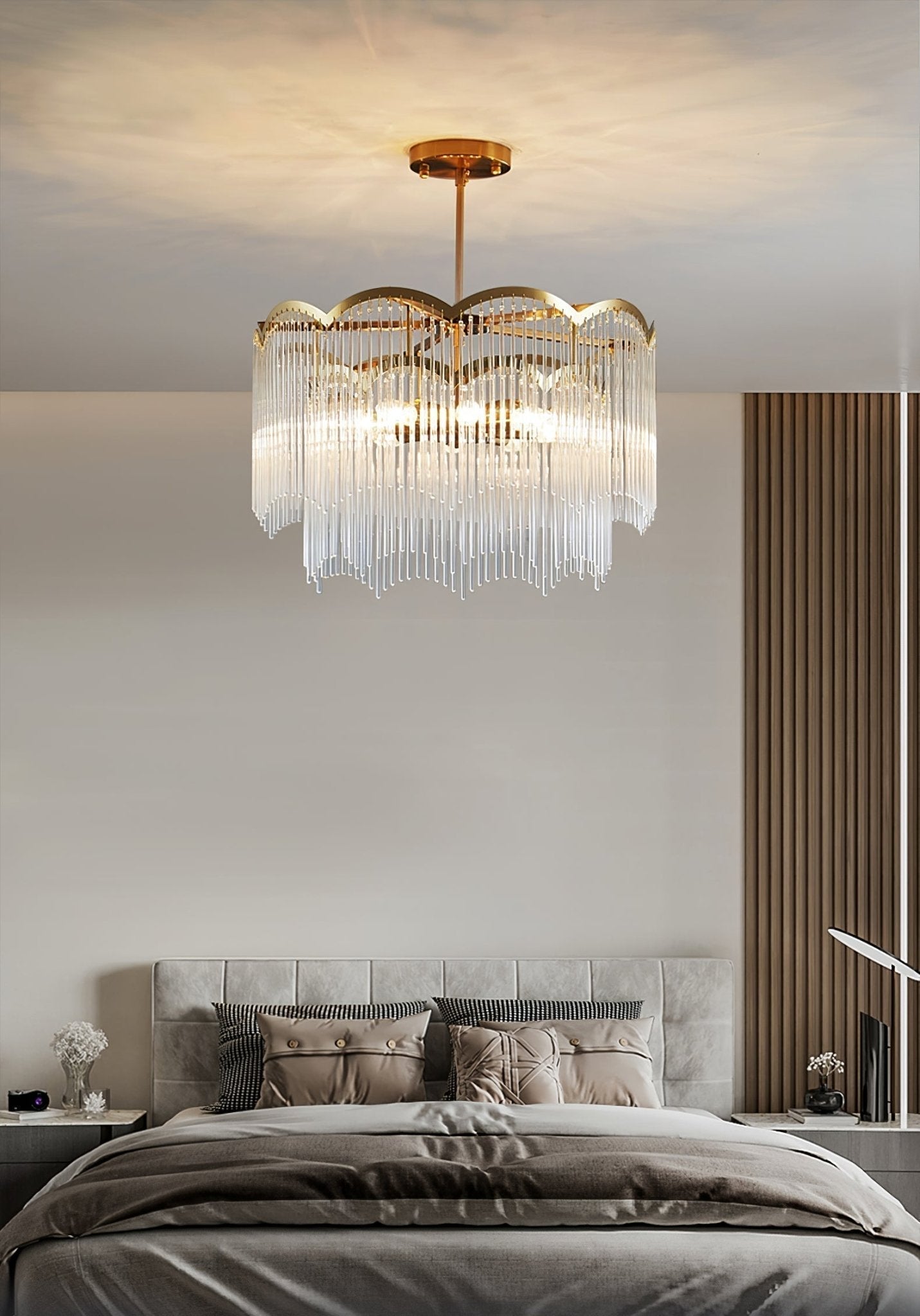 Liorivella Chandelier Glass Rod Wave Shape