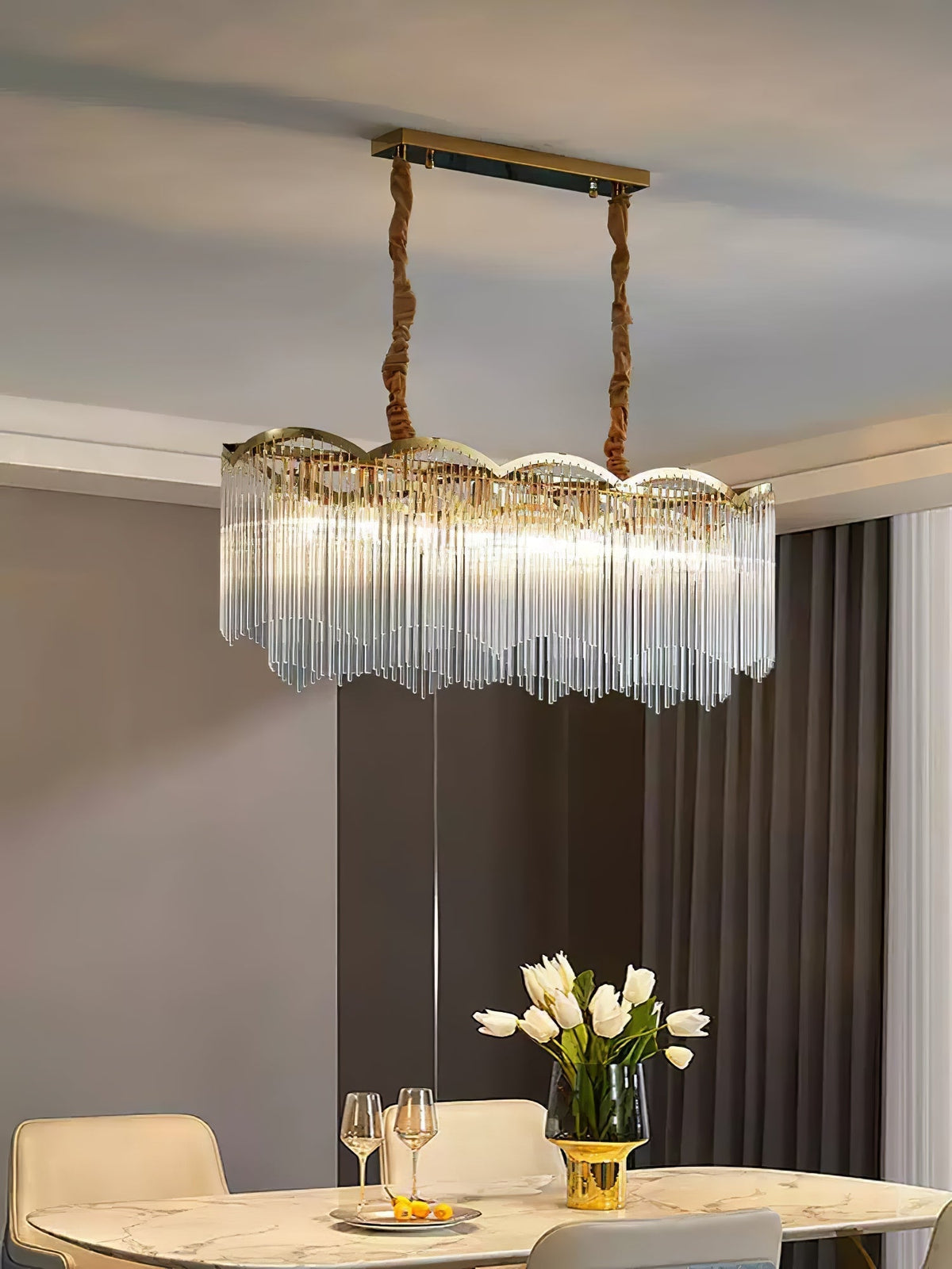 Liorivella Chandelier Glass Rod Wave Shape