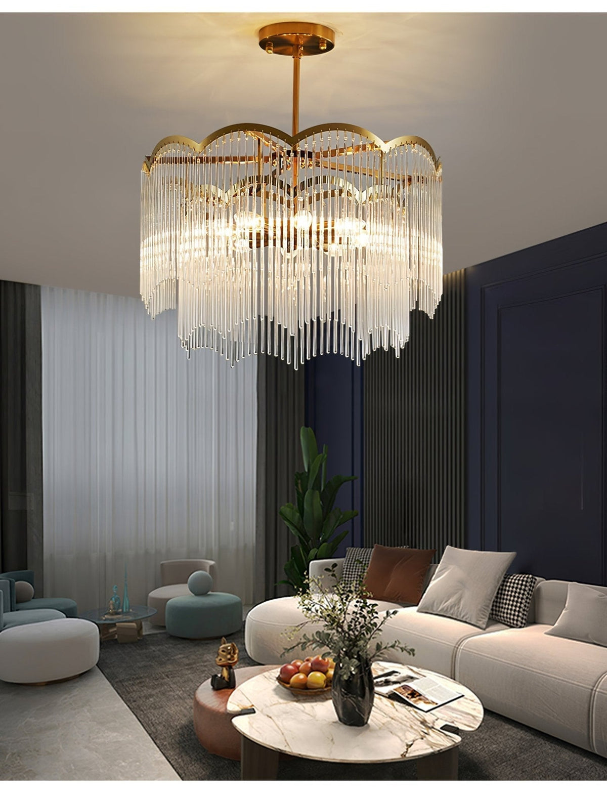Liorivella Chandelier Glass Rod Wave Shape