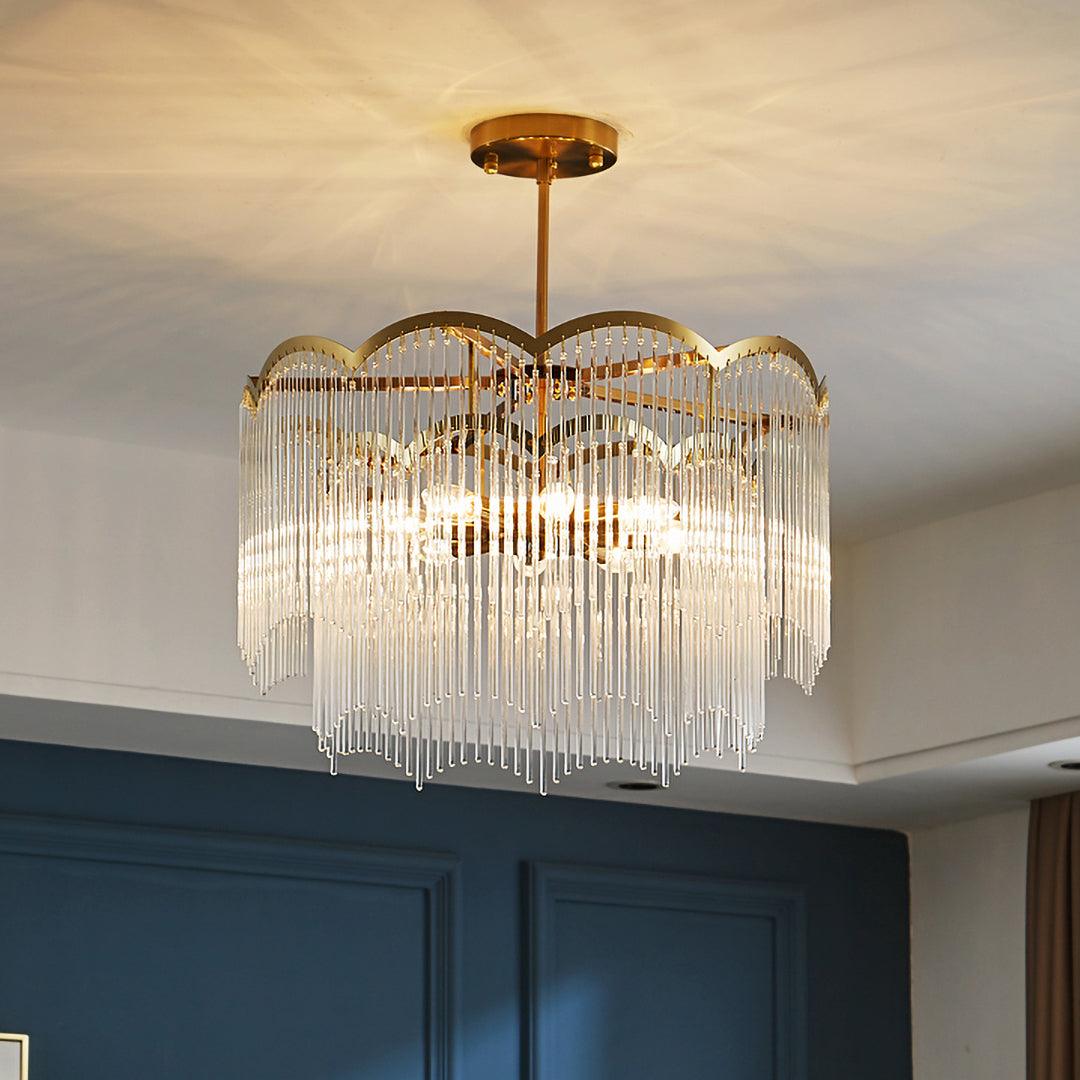 Liorivella Chandelier Glass Rod Wave Shape
