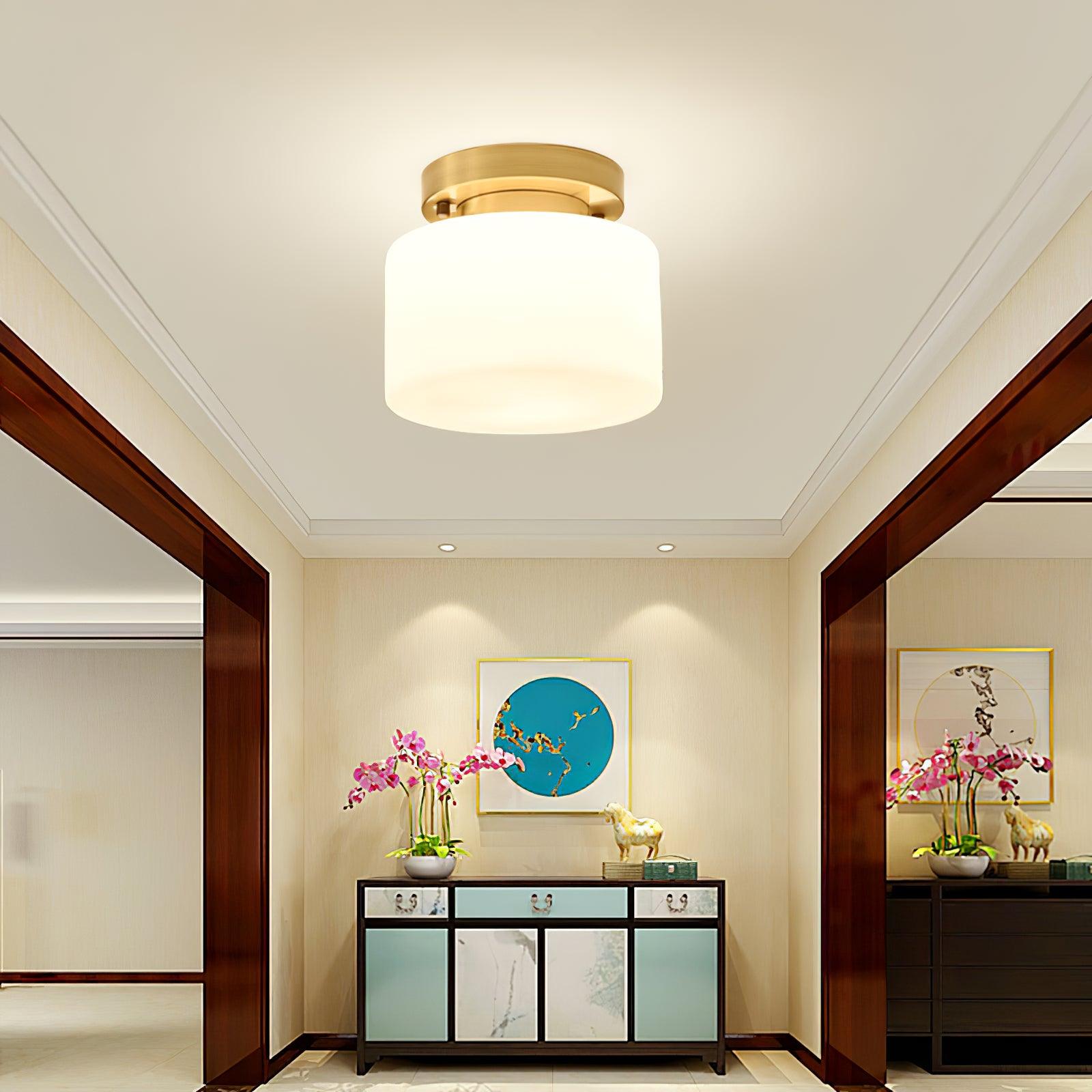 Elsilisra Nordic Art Brass Glass Flush Mount Ceiling Light