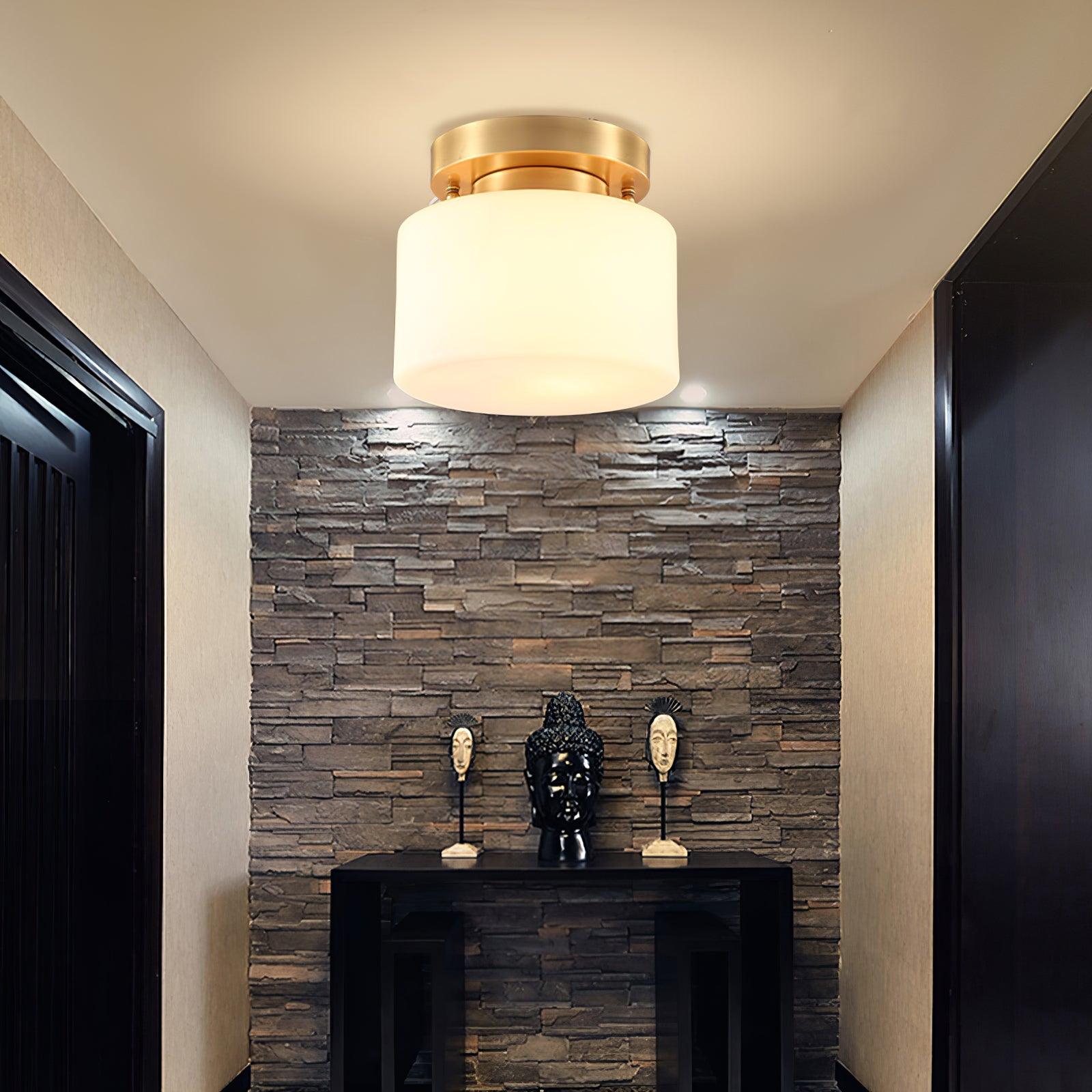 Elsilisra Nordic Art Brass Glass Flush Mount Ceiling Light