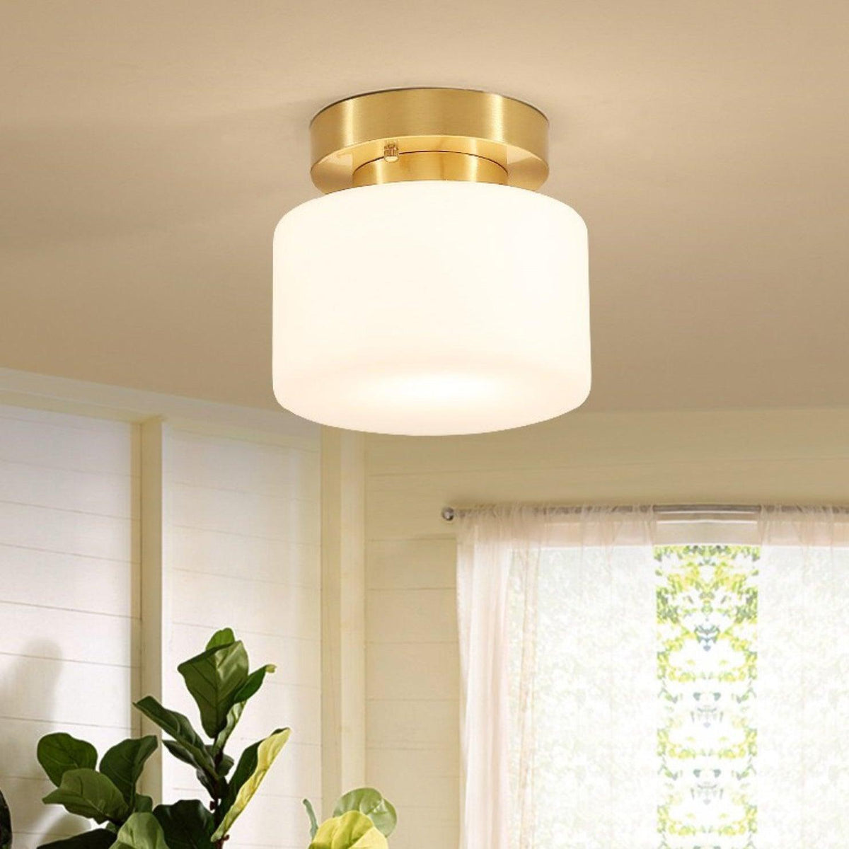 Elsilisra Nordic Art Brass Glass Flush Mount Ceiling Light