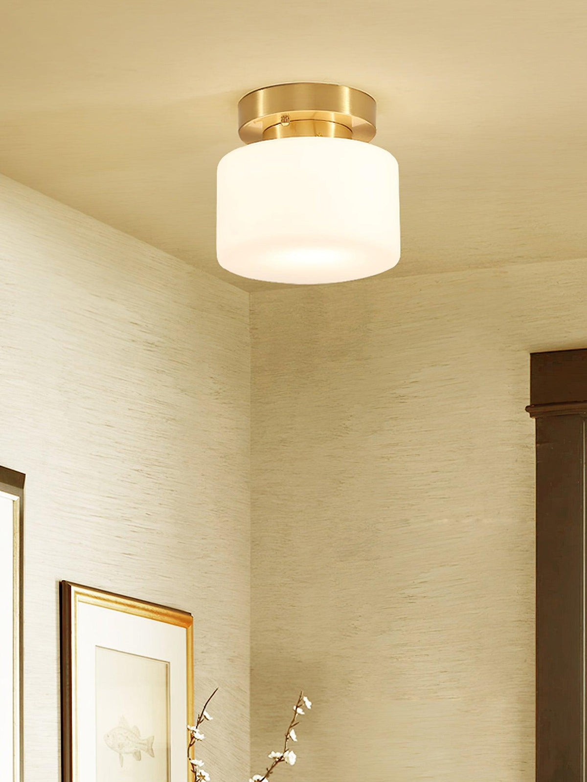 Elsilisra Nordic Art Brass Glass Flush Mount Ceiling Light