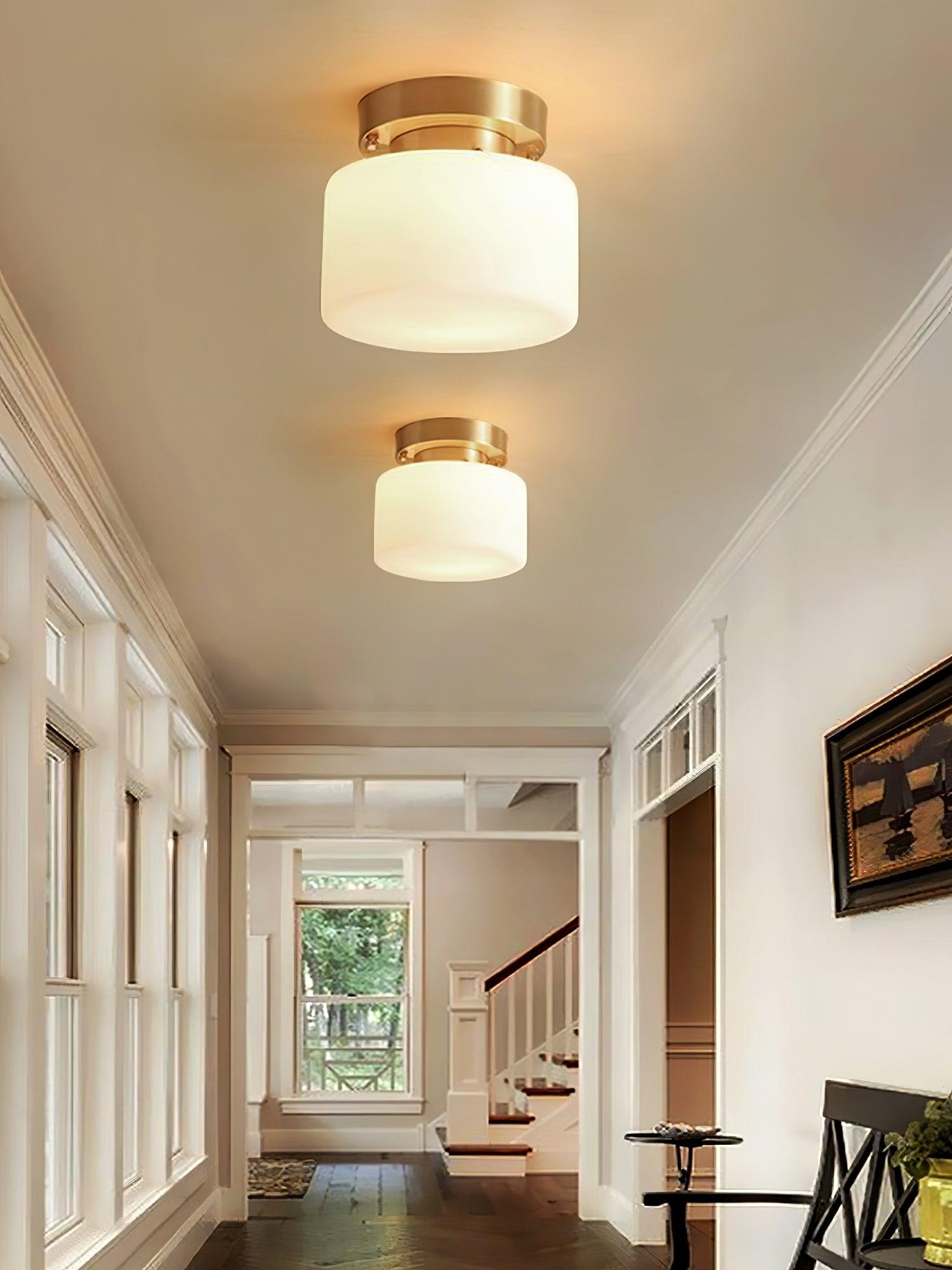 Elsilisra Nordic Art Brass Glass Flush Mount Ceiling Light