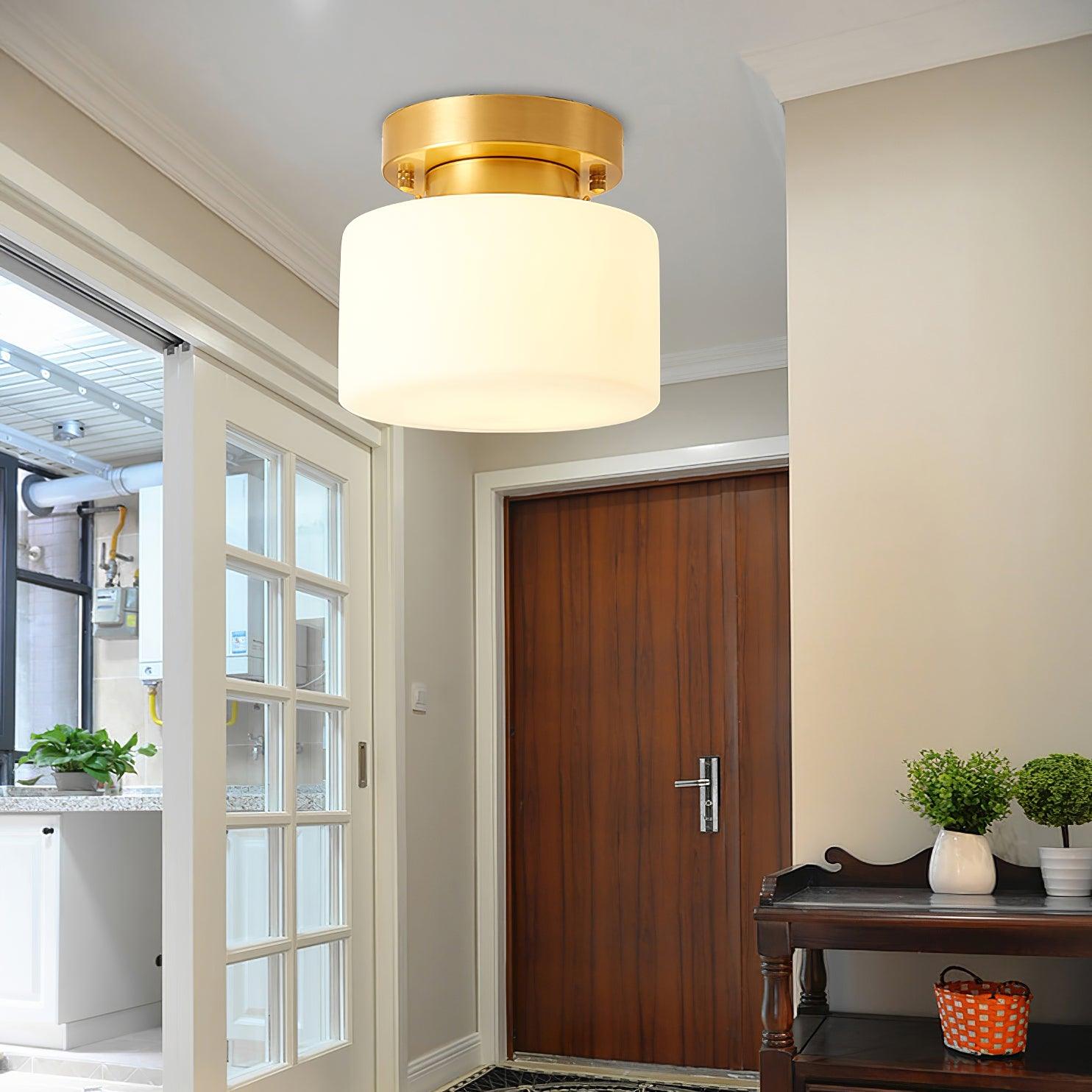 Elsilisra Nordic Art Brass Glass Flush Mount Ceiling Light