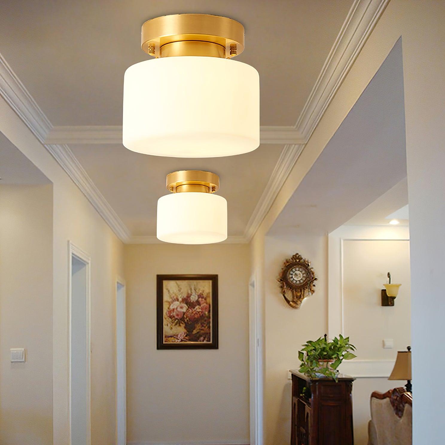 Elsilisra Nordic Art Brass Glass Flush Mount Ceiling Light