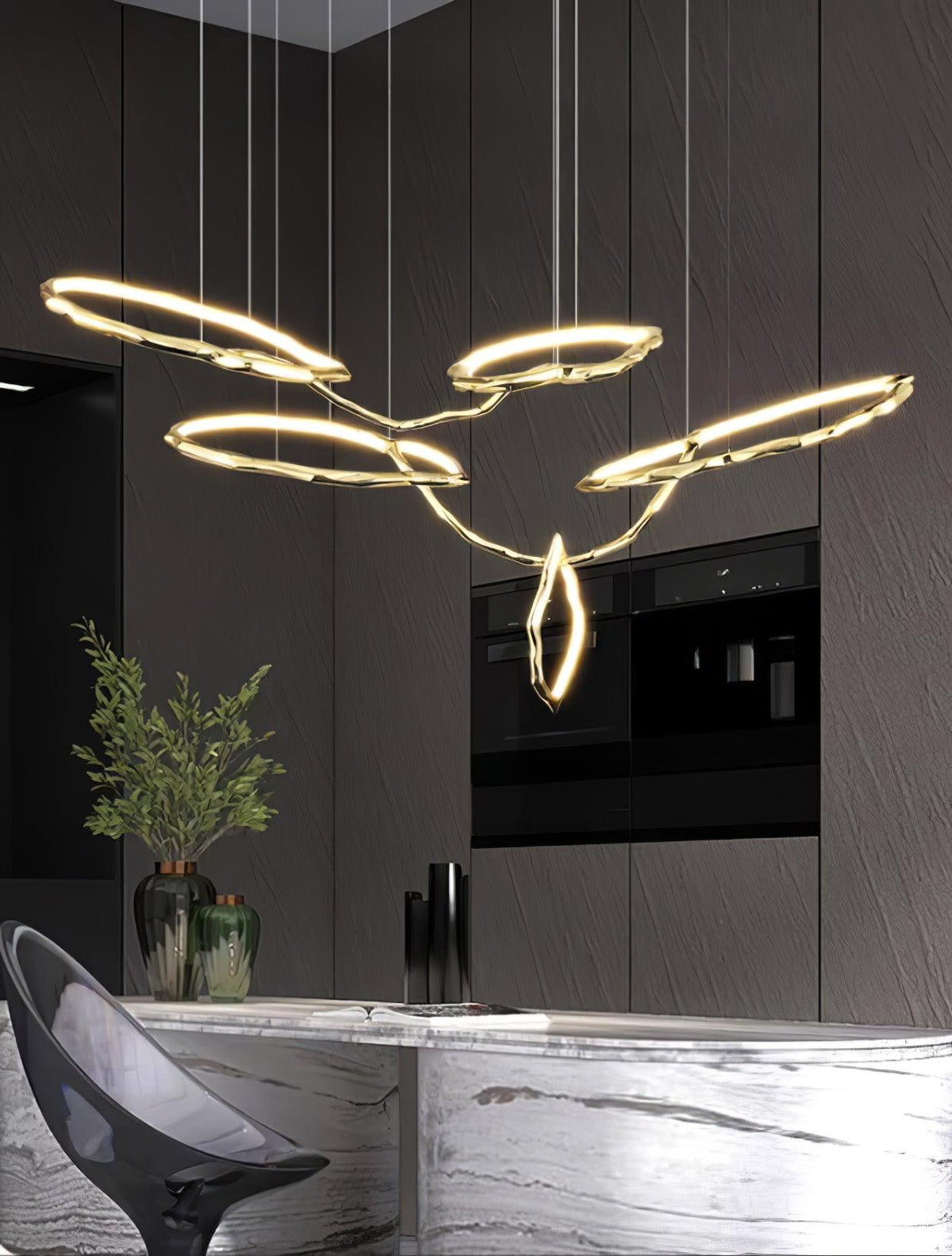 Aballs Cloud Rings Series Brass Chandelier