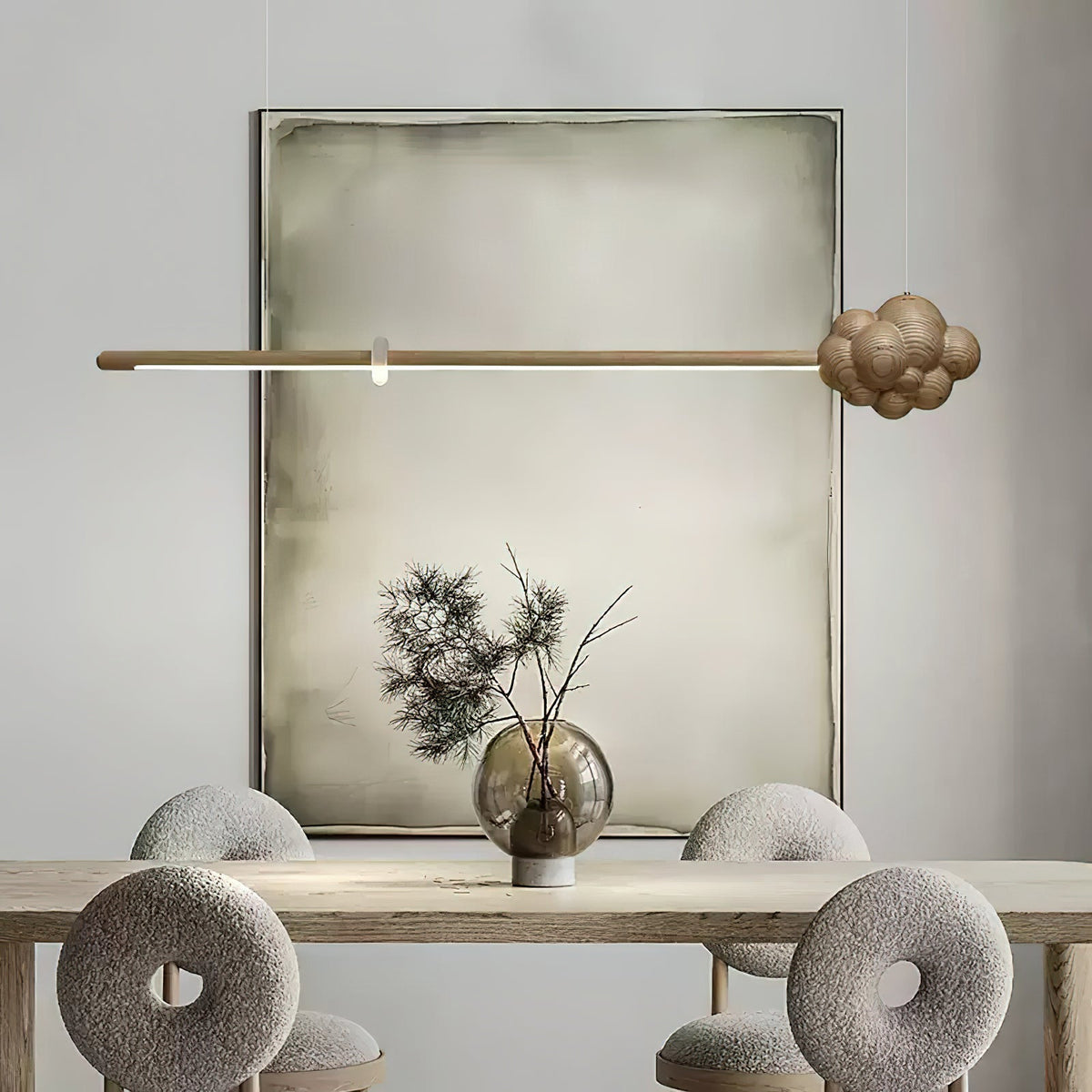 Sylisia Pendant Lamp Wood Stick Cloud Minimalist