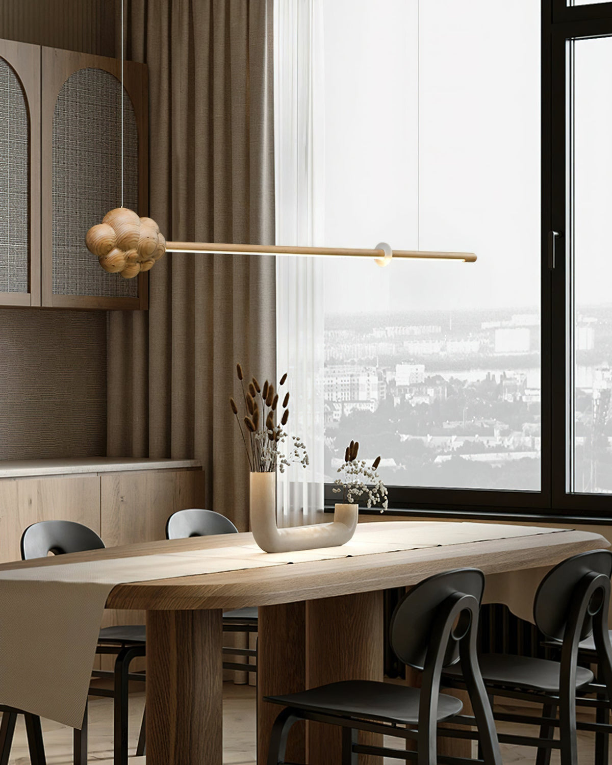 Sylisia Pendant Lamp Wood Stick Cloud Minimalist
