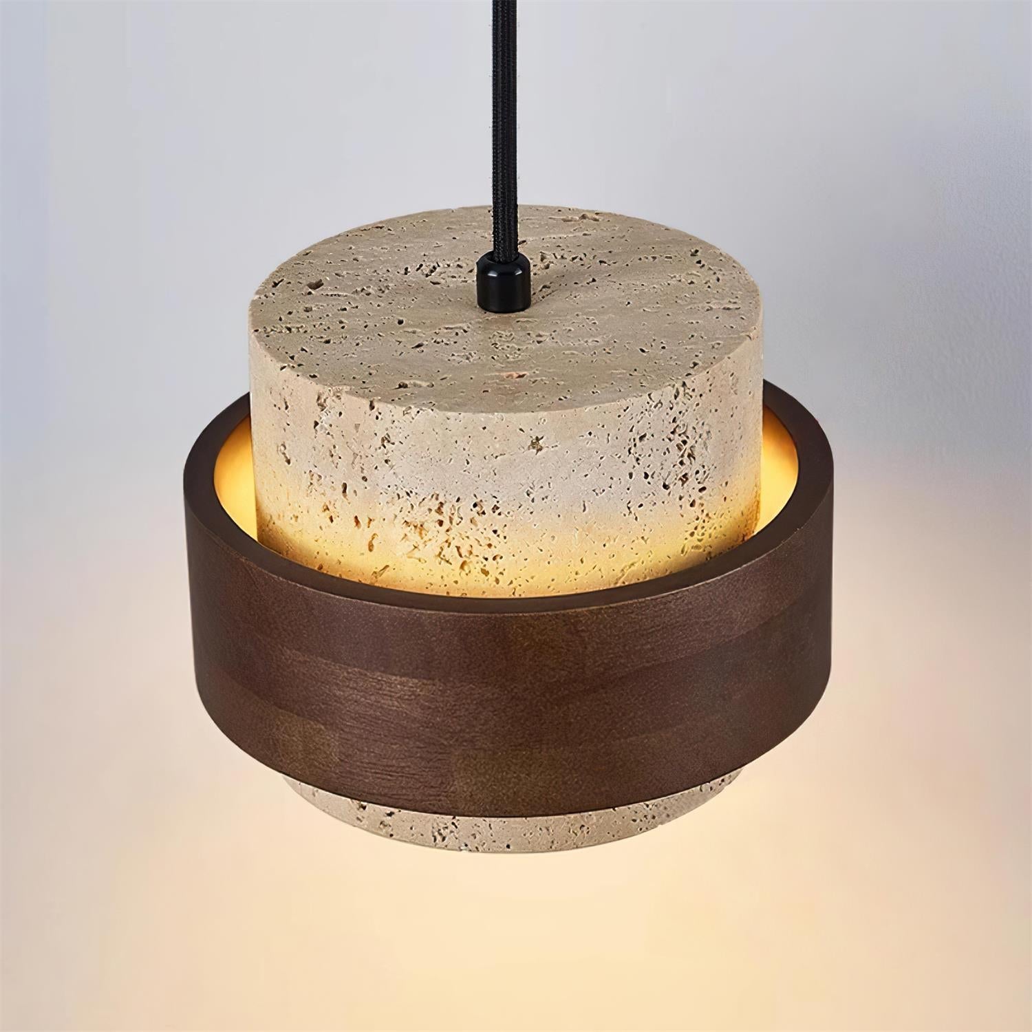 Avone Travertine and Walnut Plug-In Pendant Light - Neutral Decor