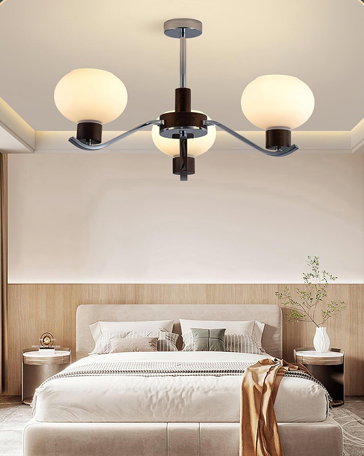 Elvinine Chandelier Chrome Walnut Elegant