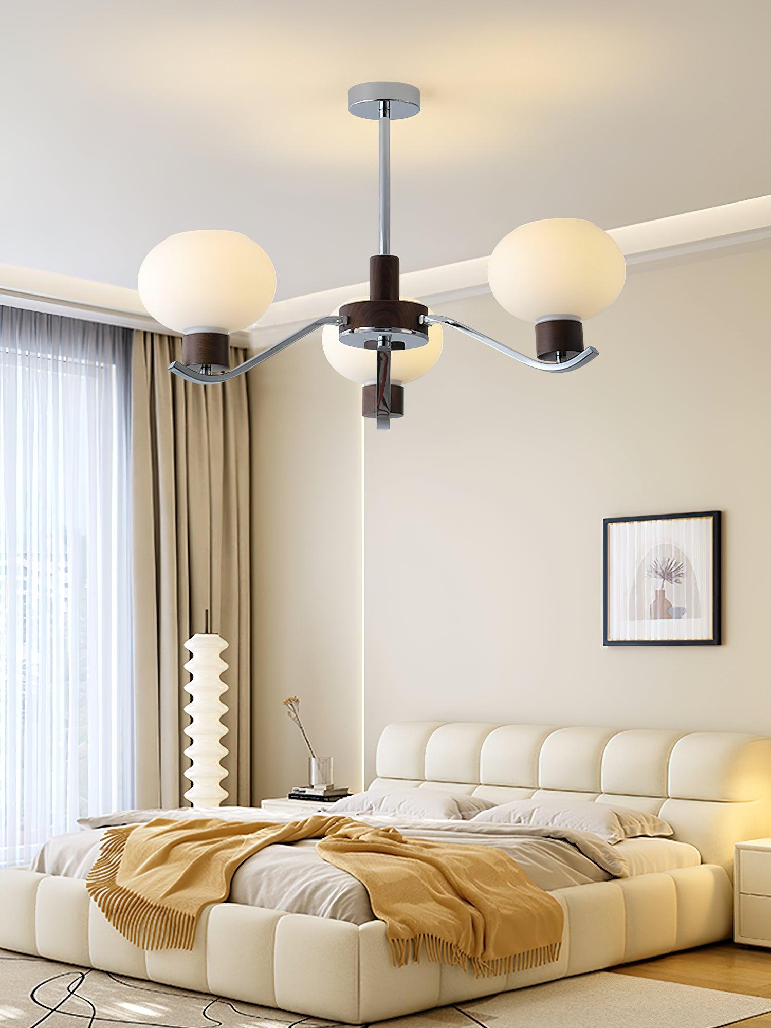 Elvinine Chandelier Chrome Walnut Elegant