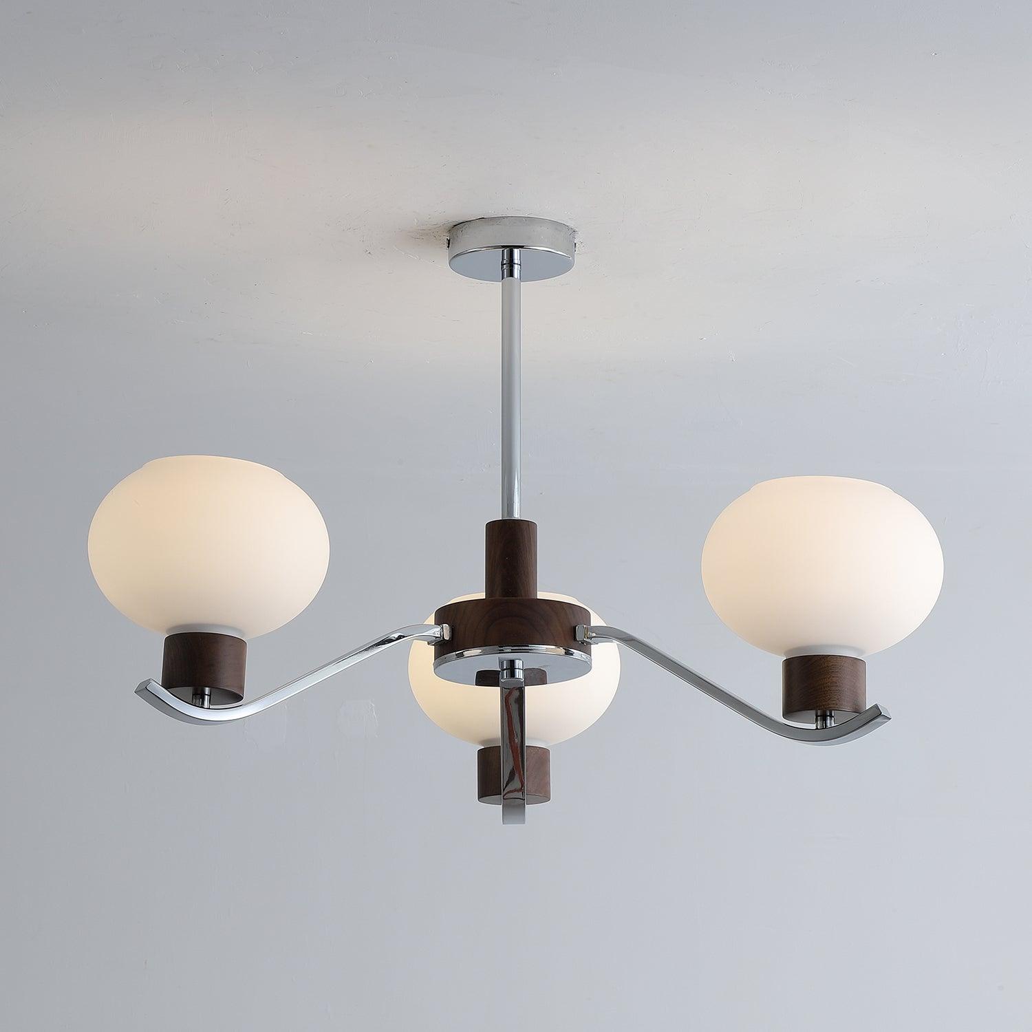 Elvinine Chandelier Chrome Walnut Elegant