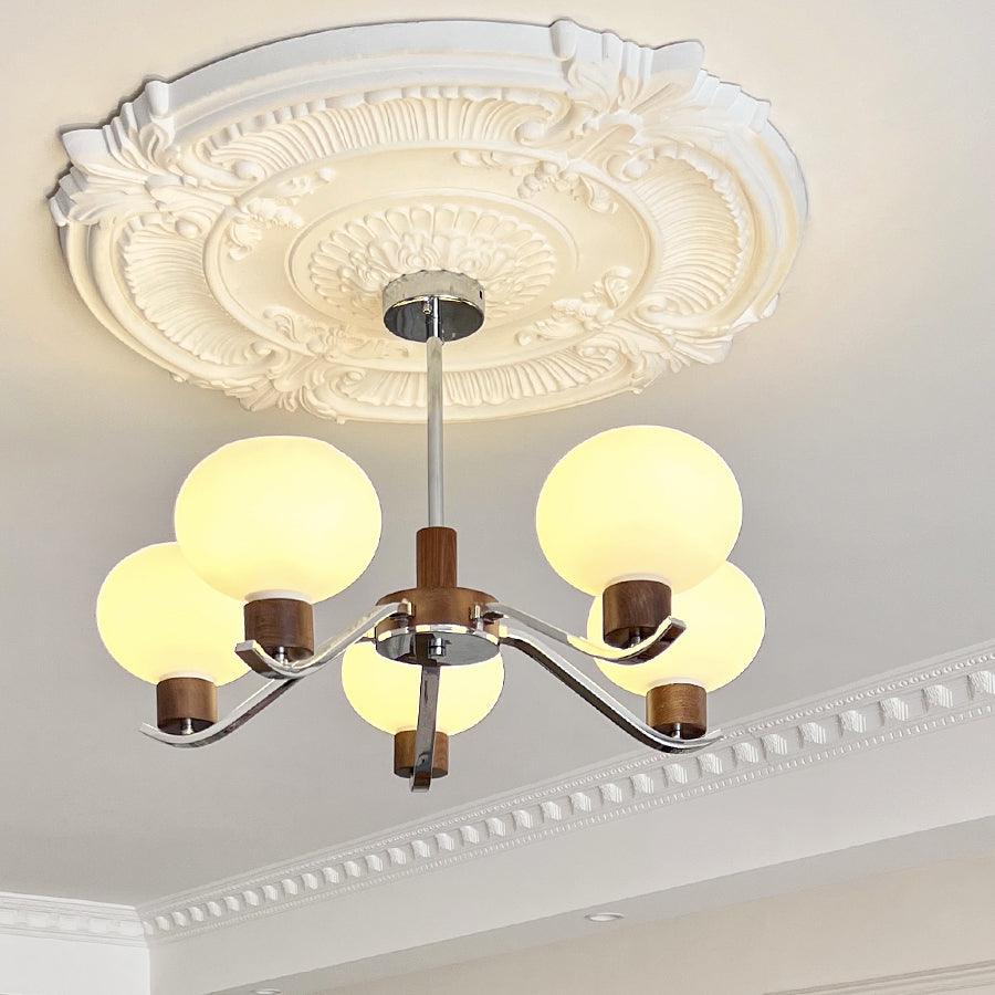 Elvinine Chandelier Chrome Walnut Elegant