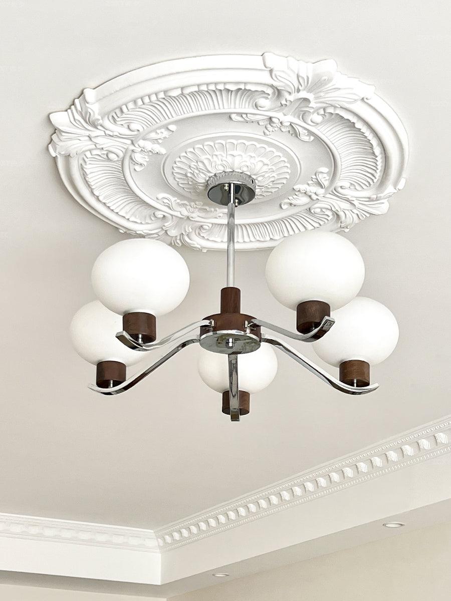 Elvinine Chandelier Chrome Walnut Elegant