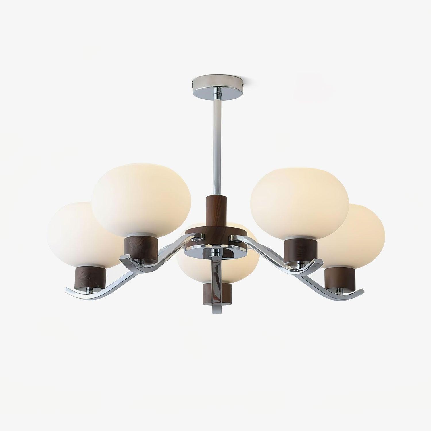 Elvinine Chandelier Chrome Walnut Elegant