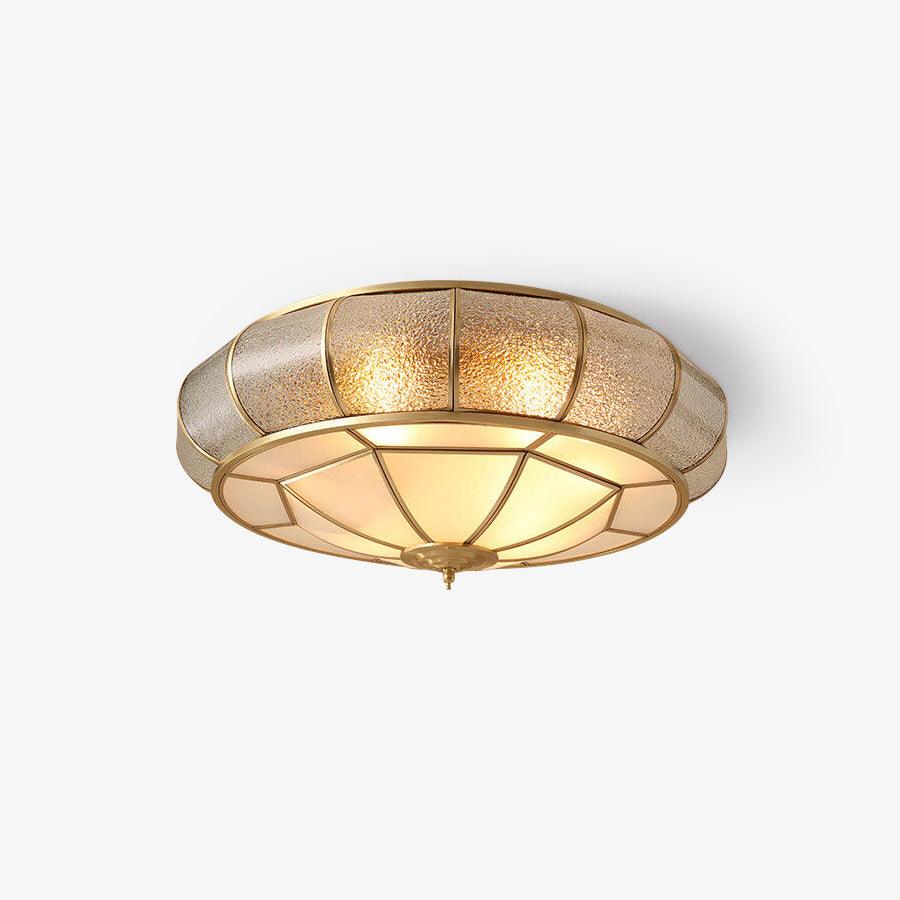 Deu Postmodern Luxury Drum Brass Glass Ceiling Light
