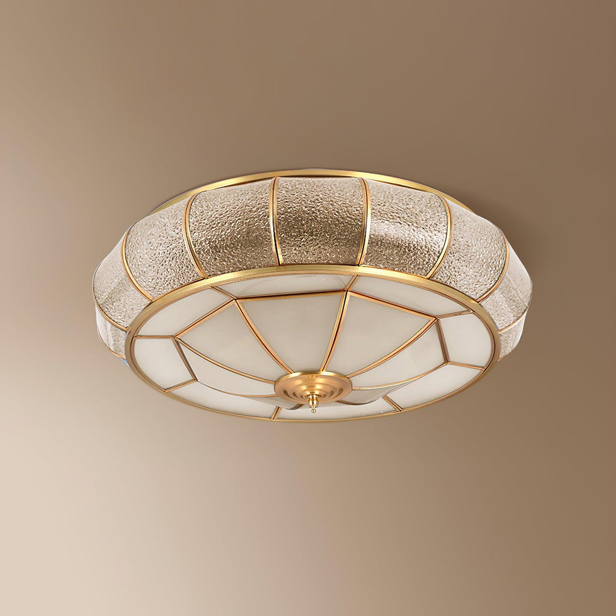 Deu Postmodern Luxury Drum Brass Glass Ceiling Light