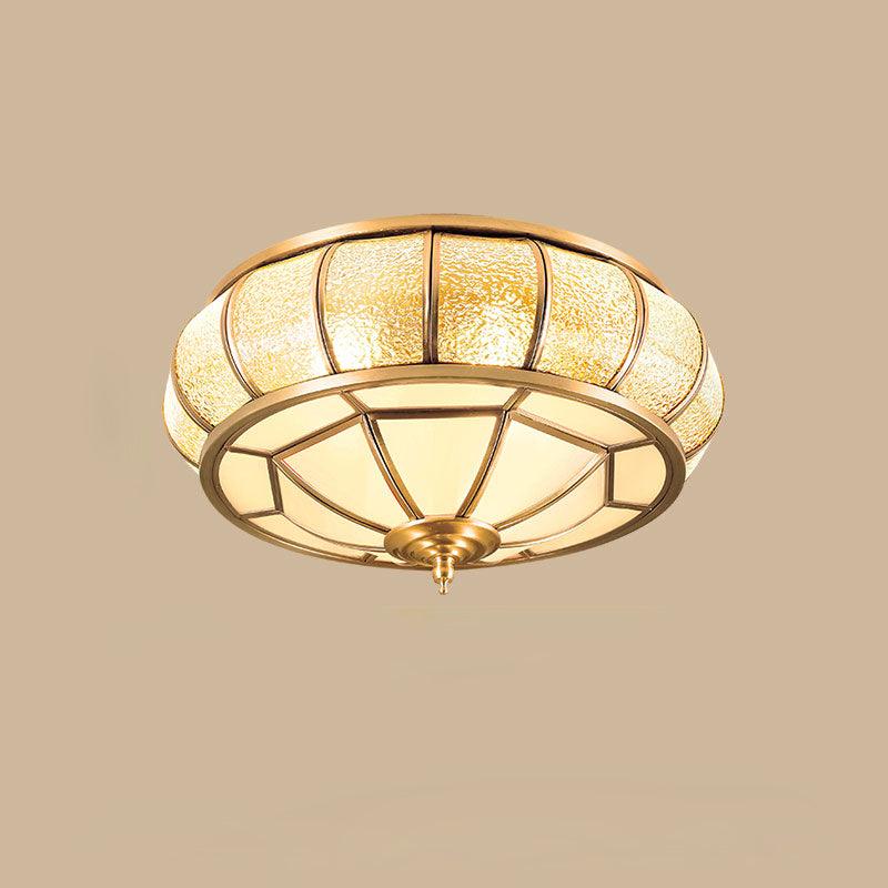 Deu Postmodern Luxury Drum Brass Glass Ceiling Light