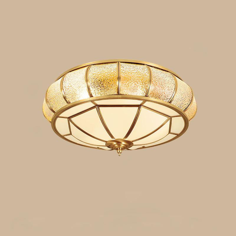 Deu Postmodern Luxury Drum Brass Glass Ceiling Light